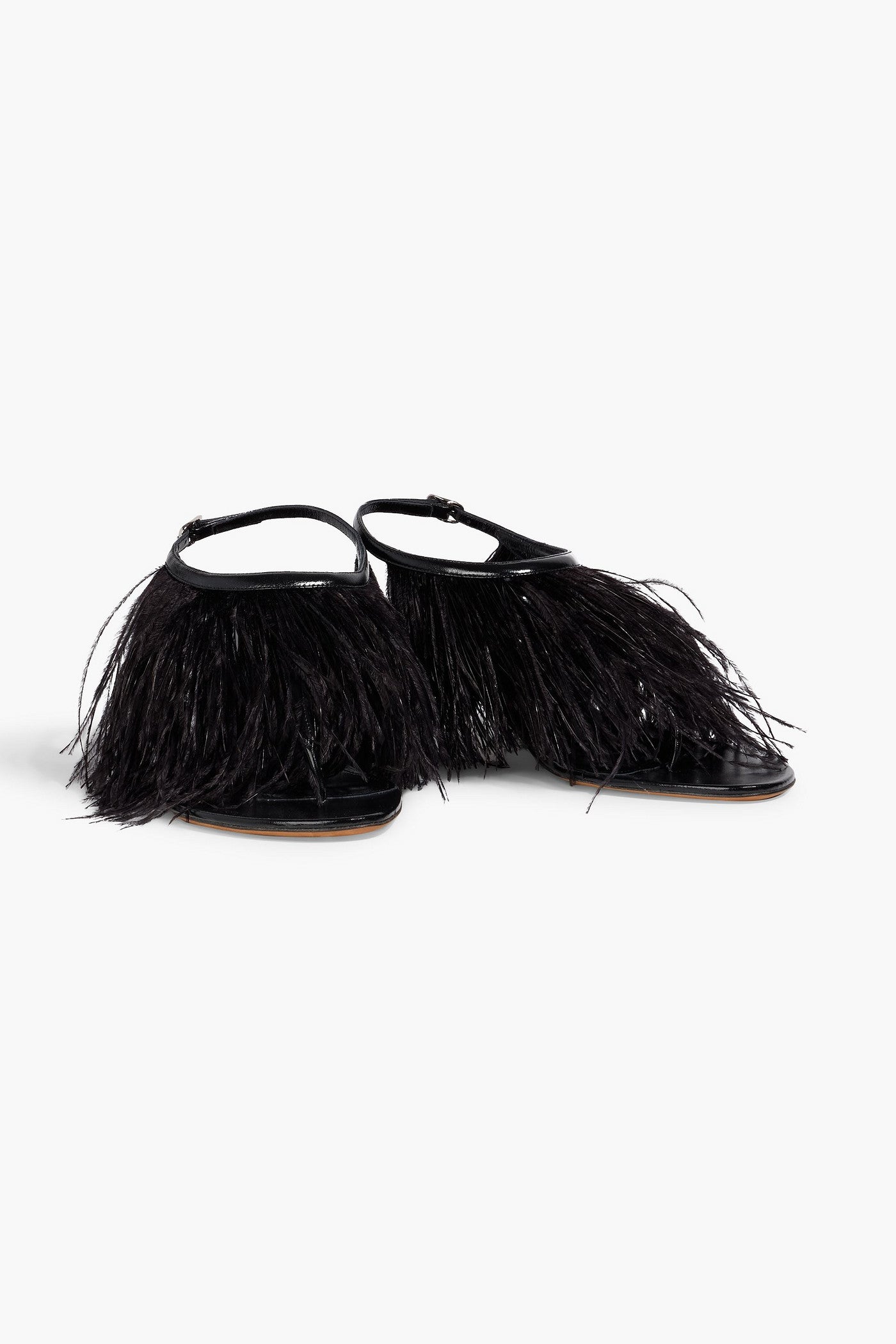 Proenza Schouler Feather-Embellished Leather Sandals Black Women's