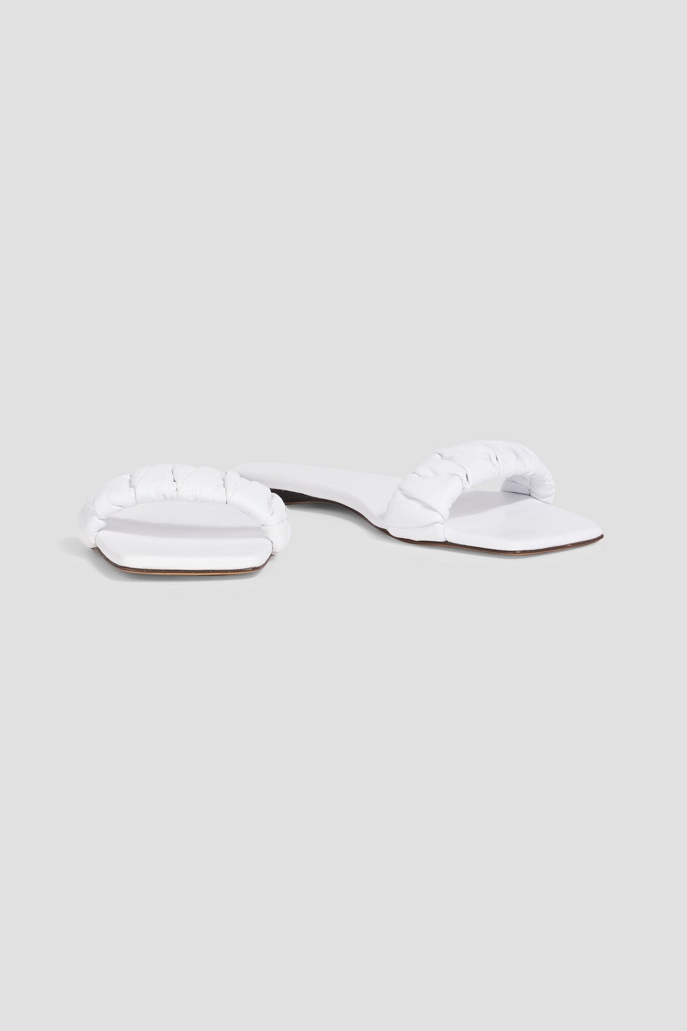 Tibi Jordan Ruched Leather Sandals White Women's