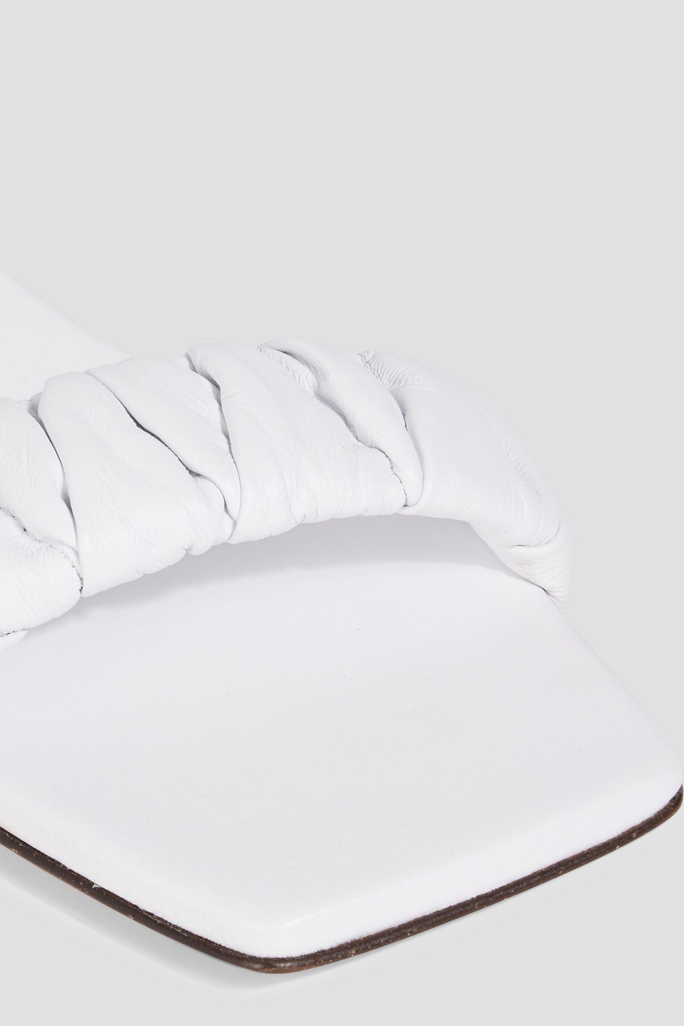 Tibi Jordan Ruched Leather Sandals White Women's