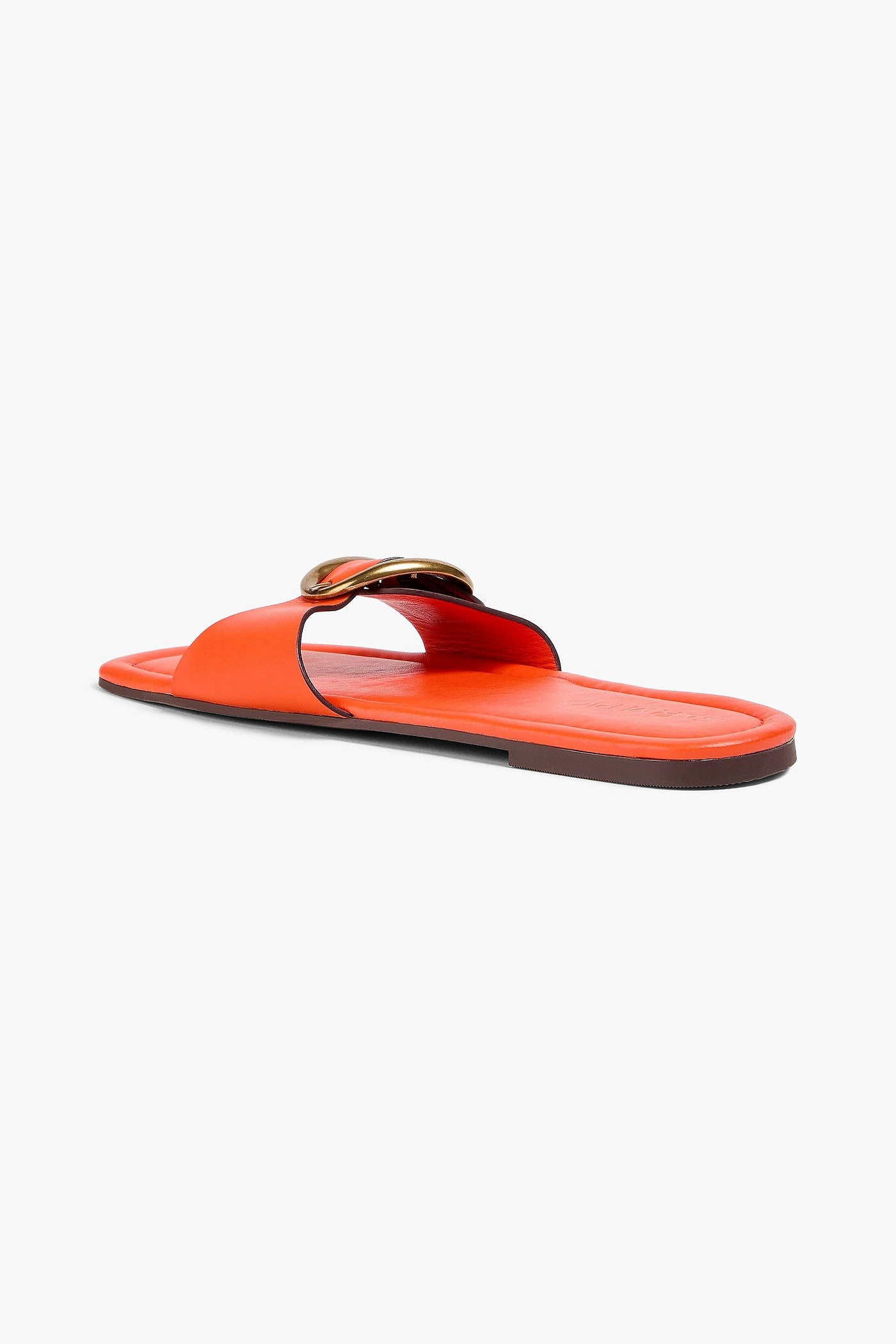Farm Rio Buckled Leather Slides Orange Women's