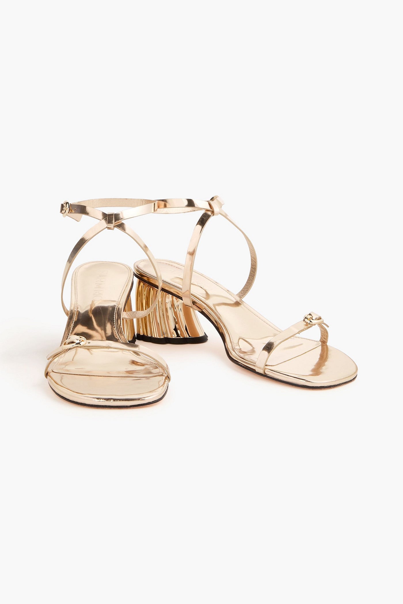 Farm Rio Mirrored-Leather Sandals Gold Women's