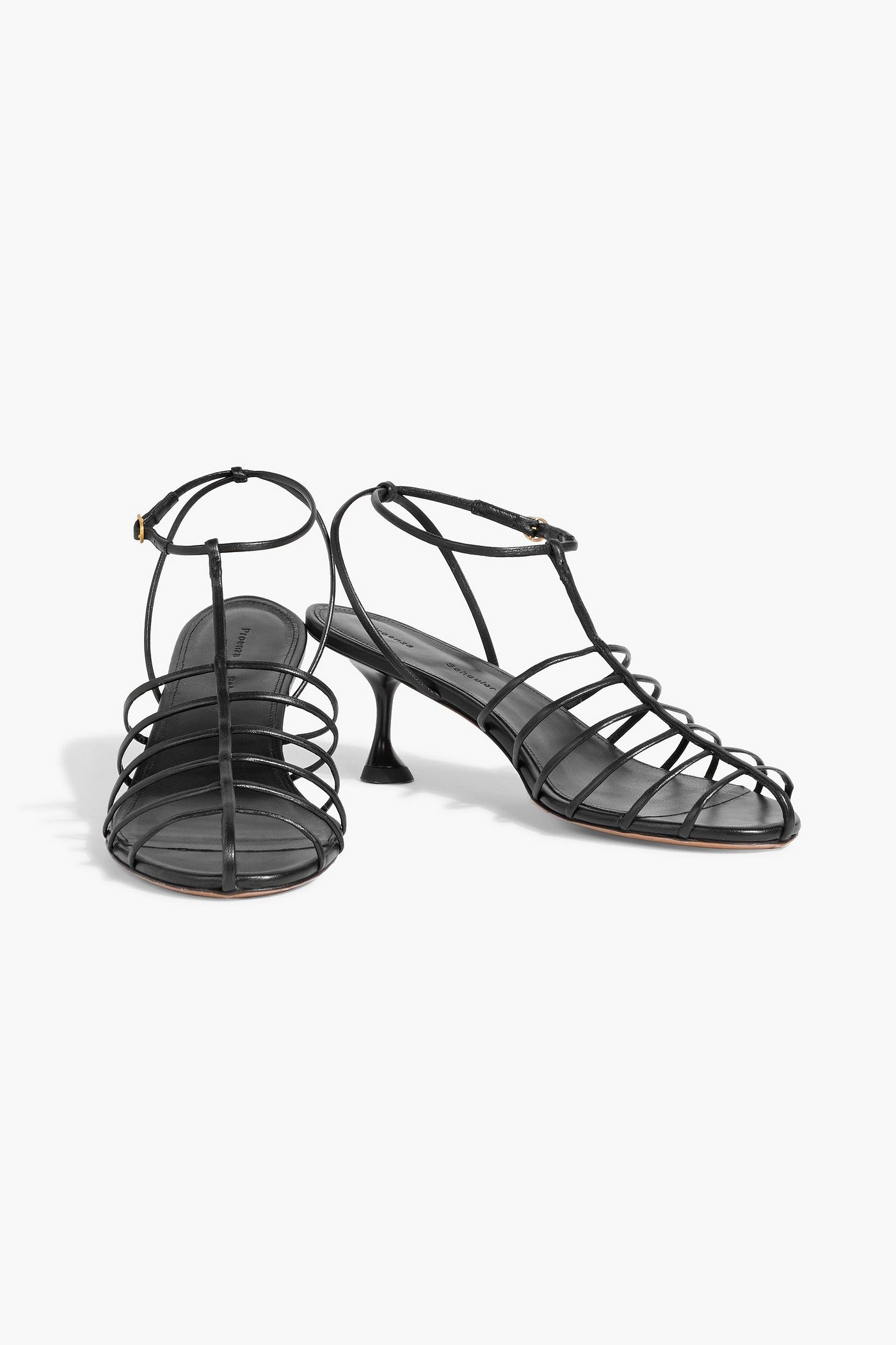 Proenza Schouler Tee Cage Leather Sandals Black Women's