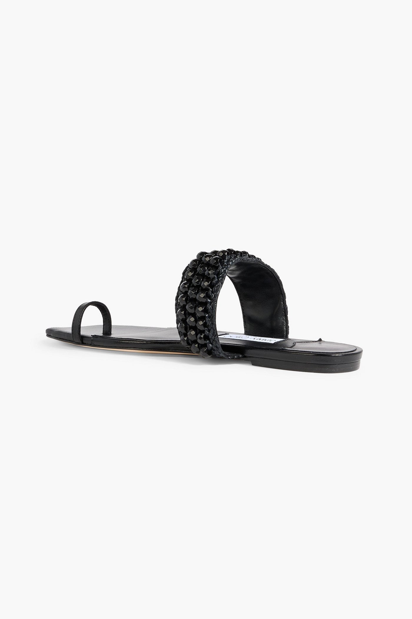 Jimmy Choo Love Bead-Embellished Raffia And Leather Sandals Black Women's