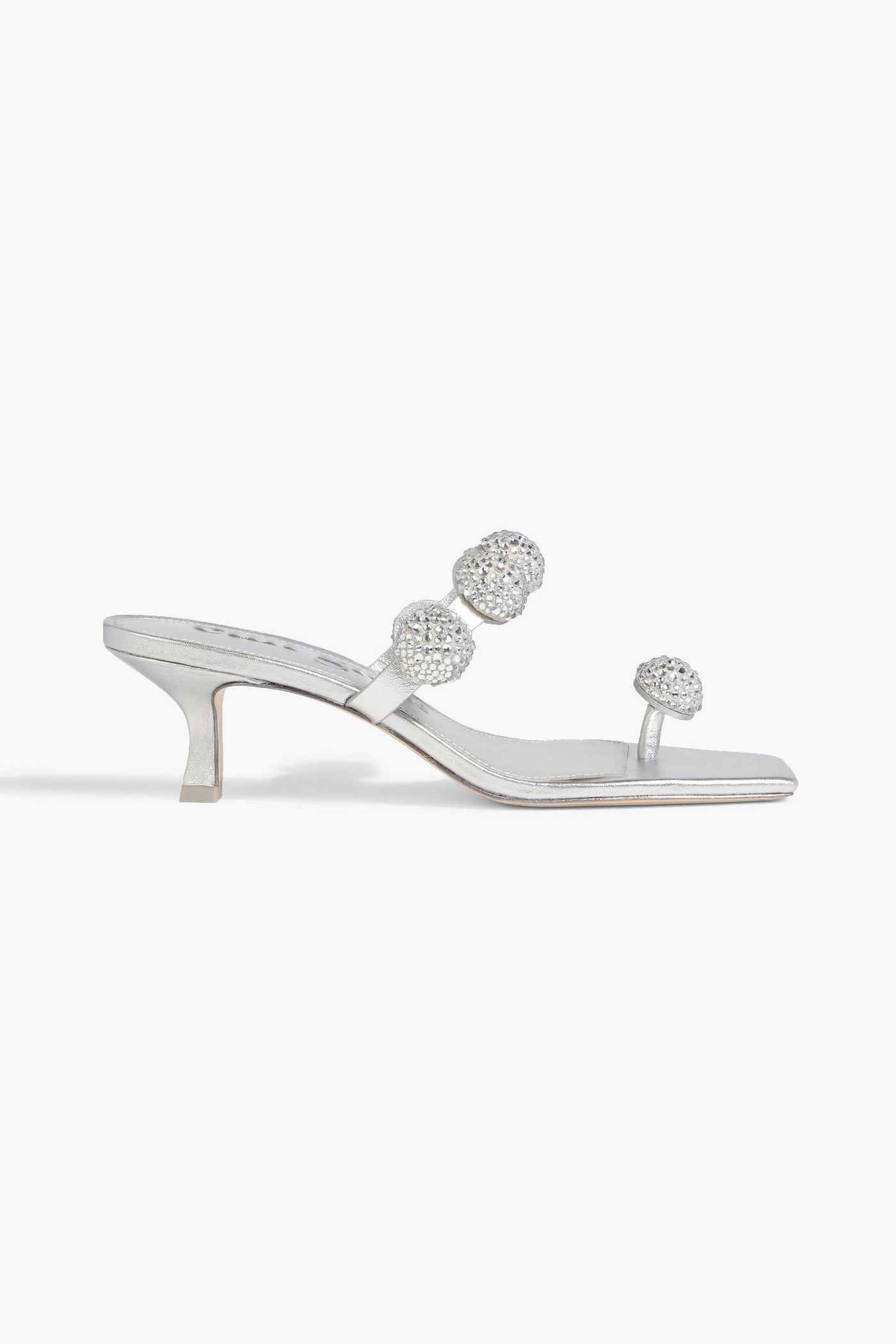 Cult Gaia Sarina Crystal-Embellished Metallic Leather And Suede Sandals Silver Women's