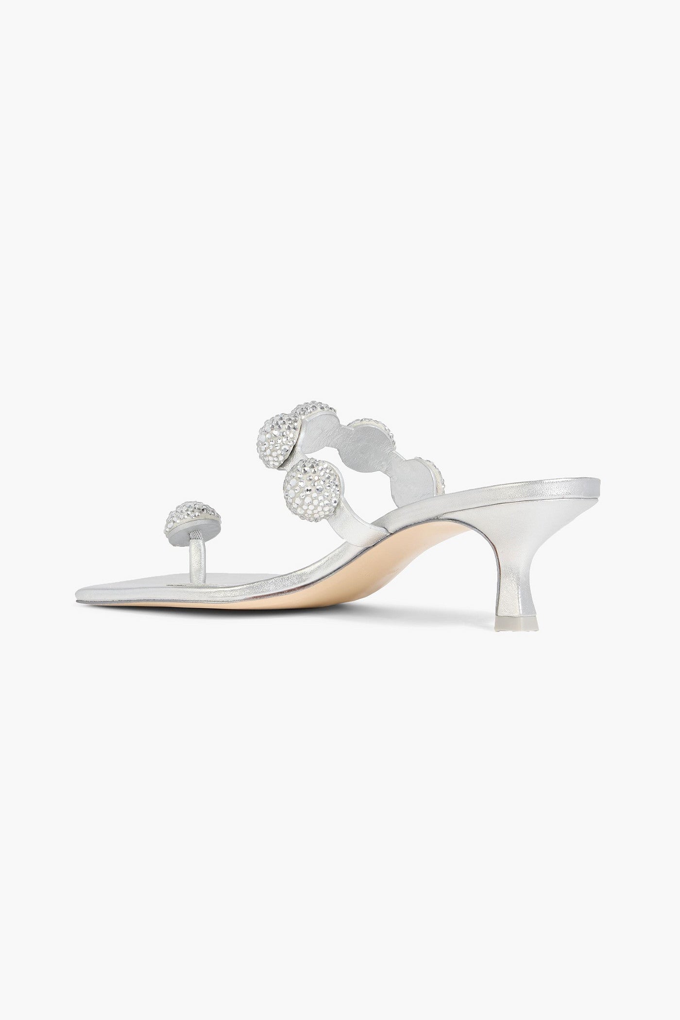 Cult Gaia Sarina Crystal-Embellished Metallic Leather And Suede Sandals Silver Women's