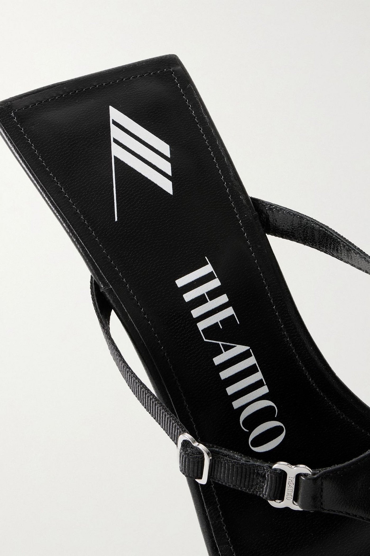 The Attico Bes Embellished Grosgrain-Trimmed Leather Mules Black Women's