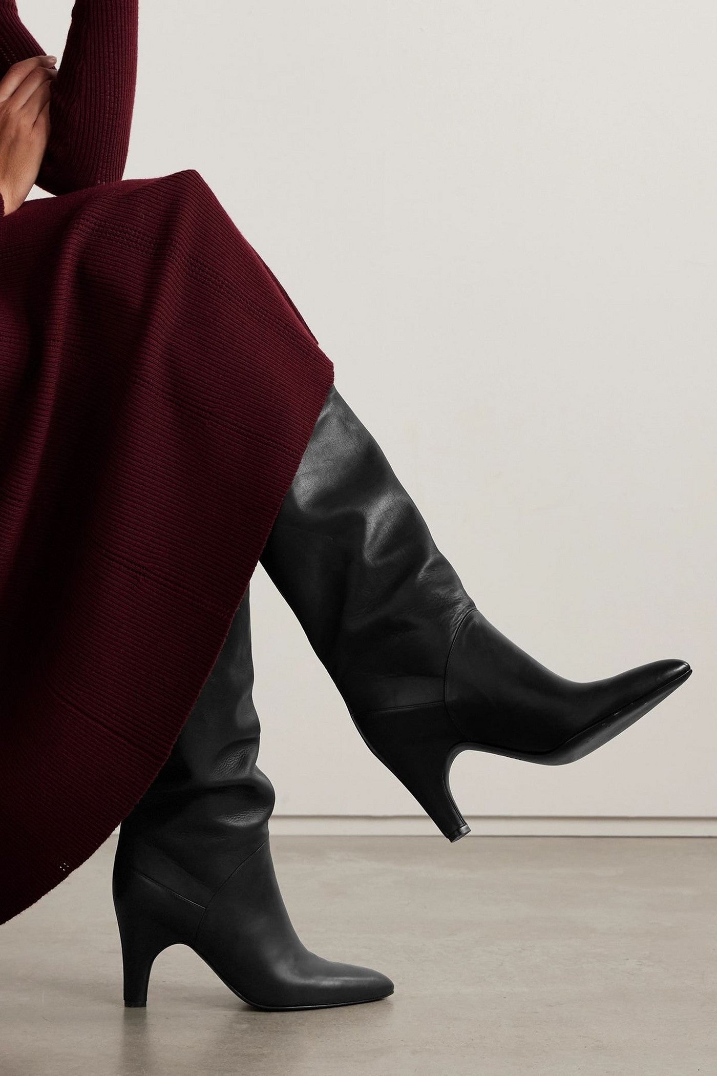Gabriela Hearst Hana Leather Over-The-Knee Boots Black Women's