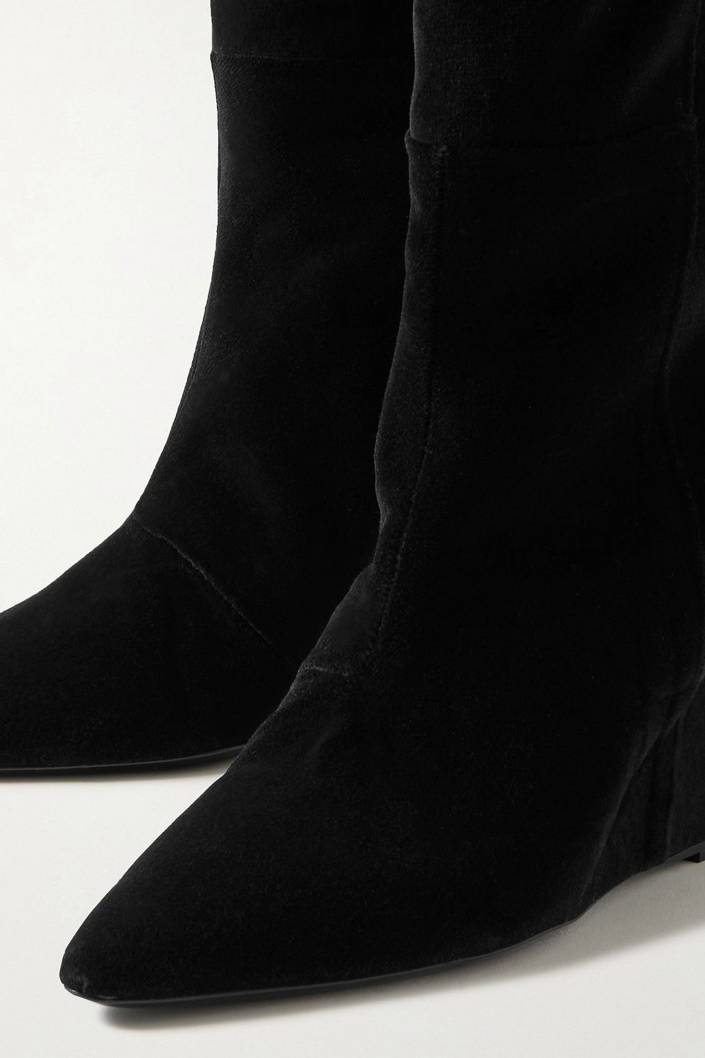 Gabriela Hearst Remedios Velvet Wedge Knee Boots Black Women's