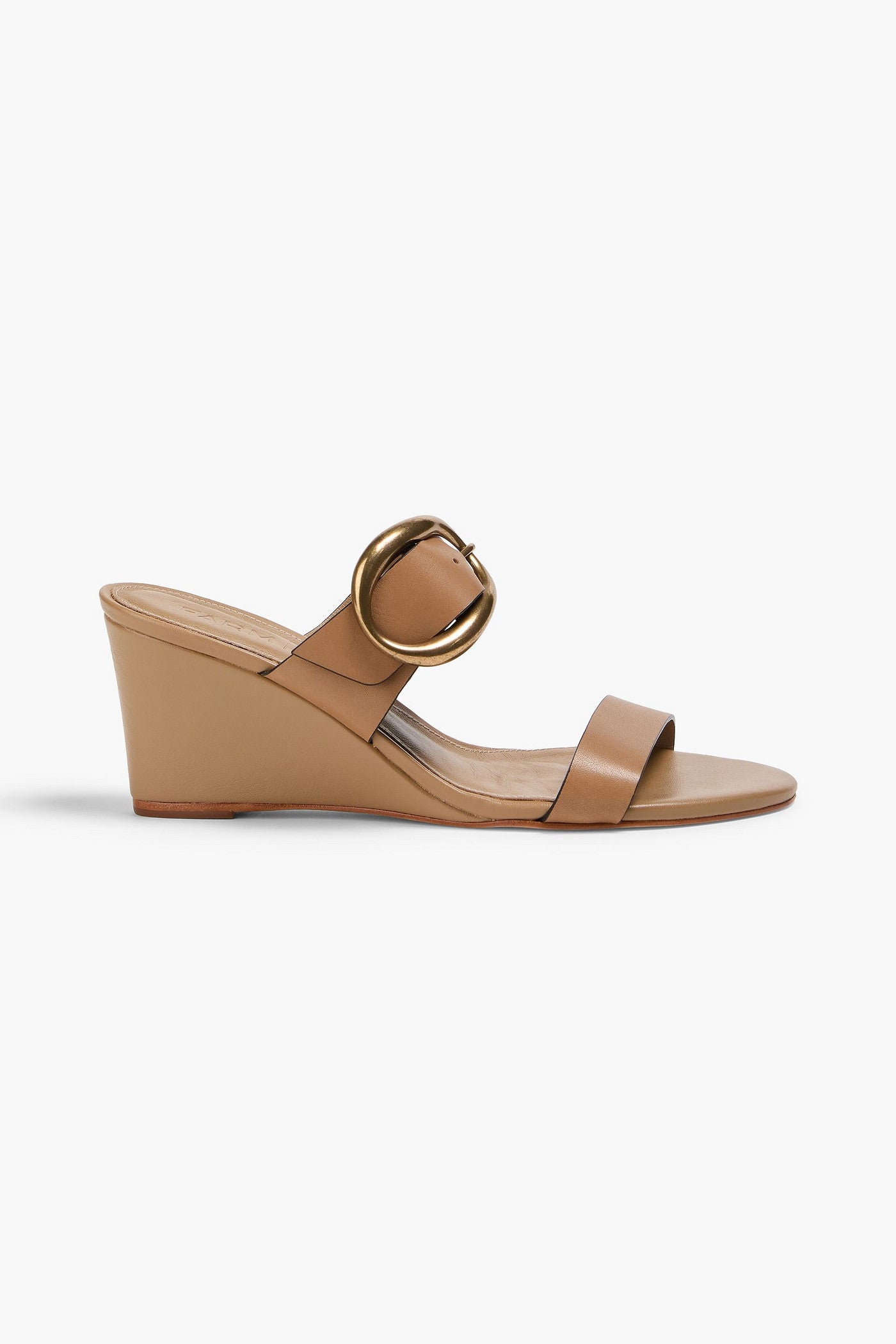 Farm Rio Leather Wedge Mules Taupe Women's