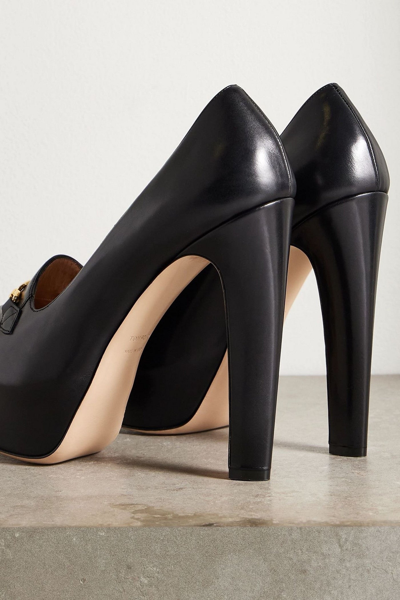 Tom Ford Embellished Leather Platform Pumps Black Women's