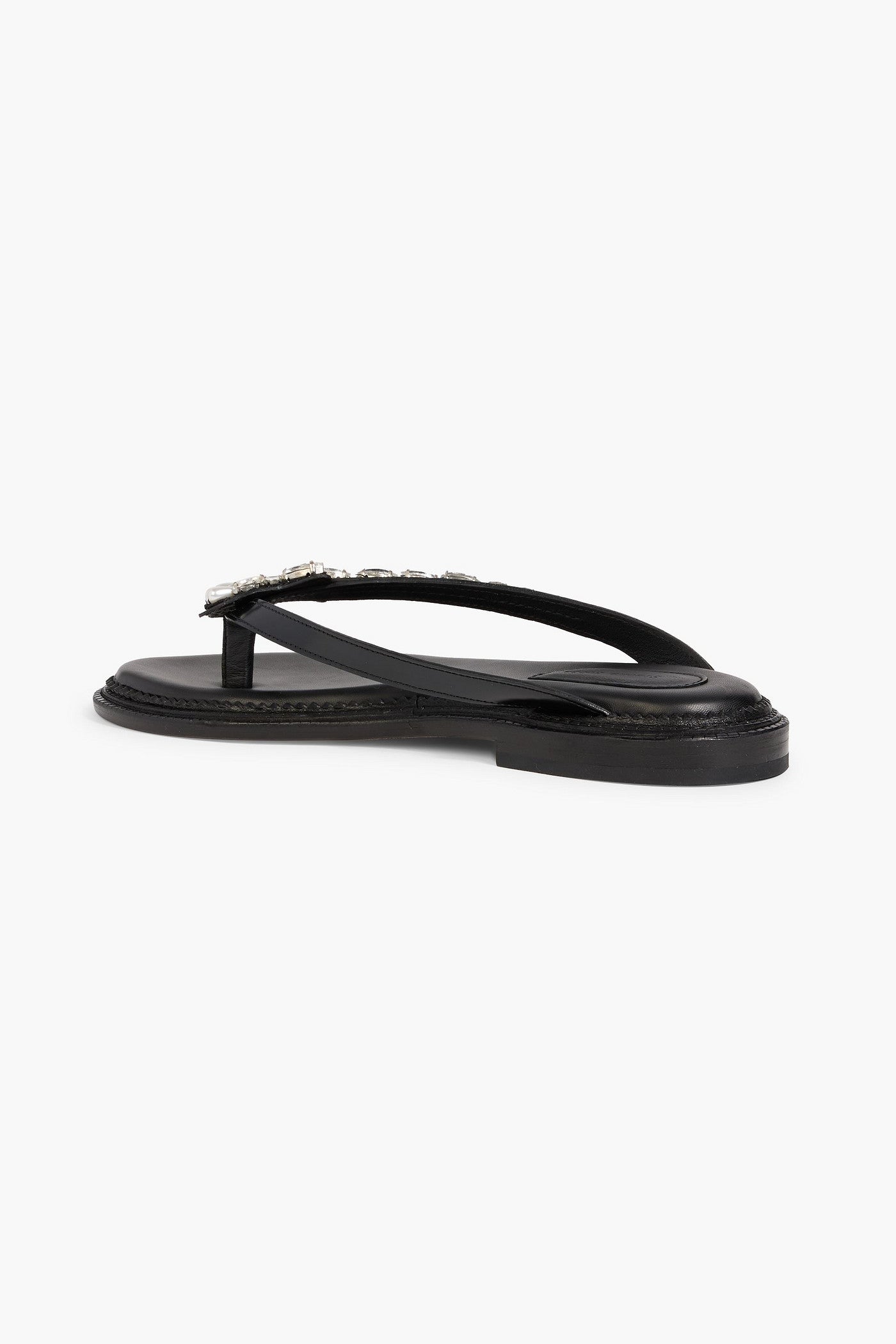 Simone Rocha Embellished Glossed-Leather Sandals Black Women's