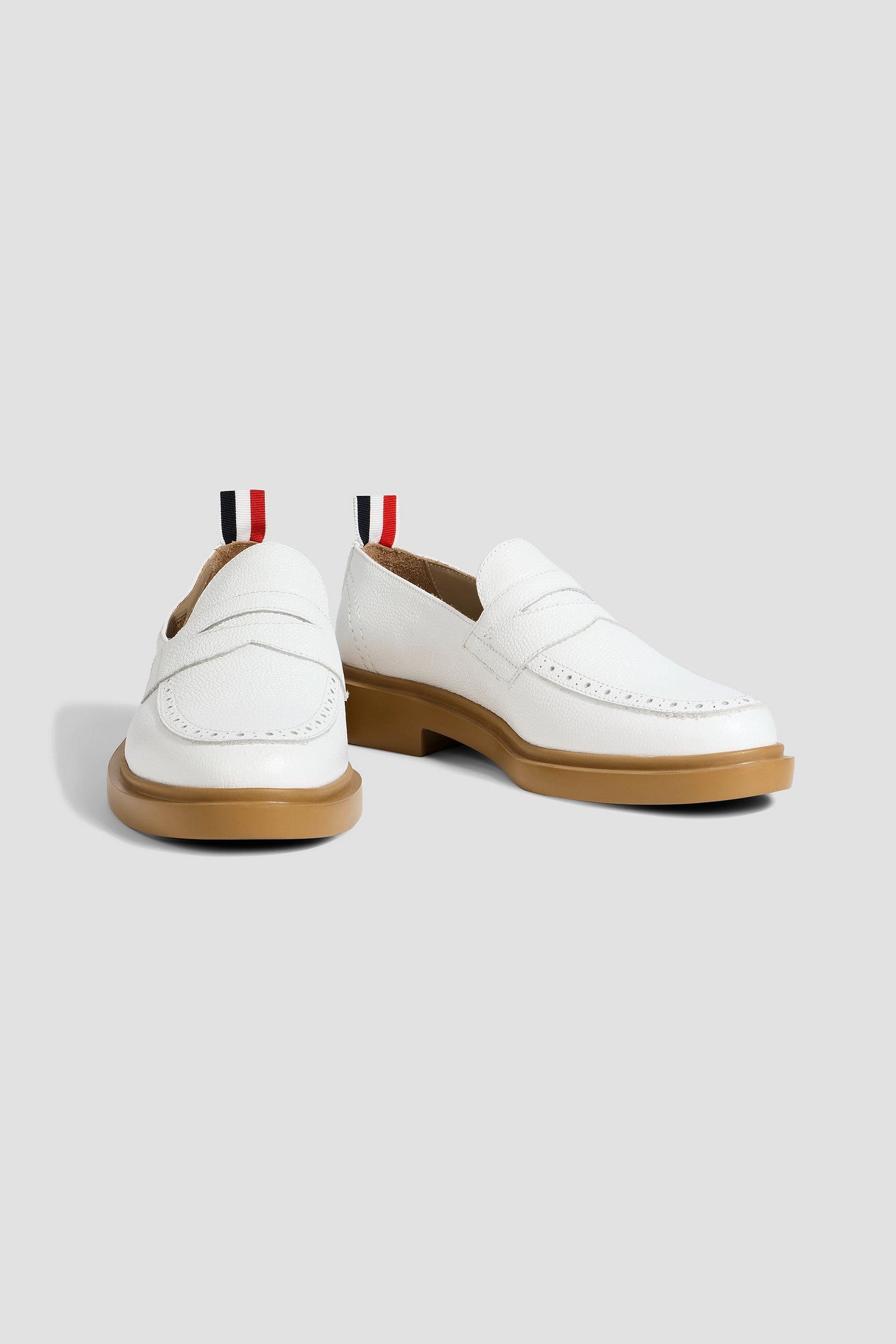 Thom Browne Pebbled-Leather Loafers White Women's
