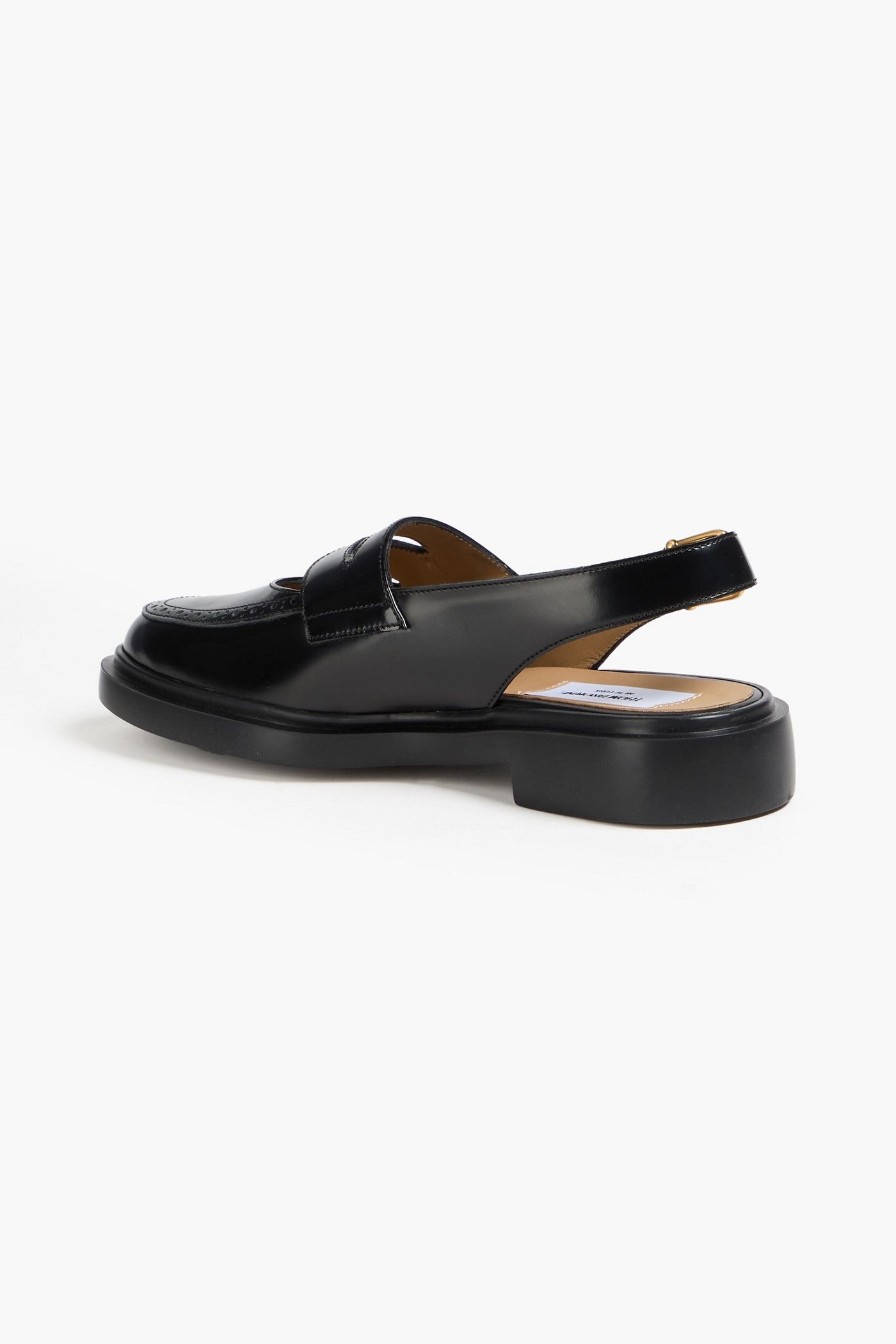 Thom Browne Perforated Leather Slingback Penny Loafers Black Women's