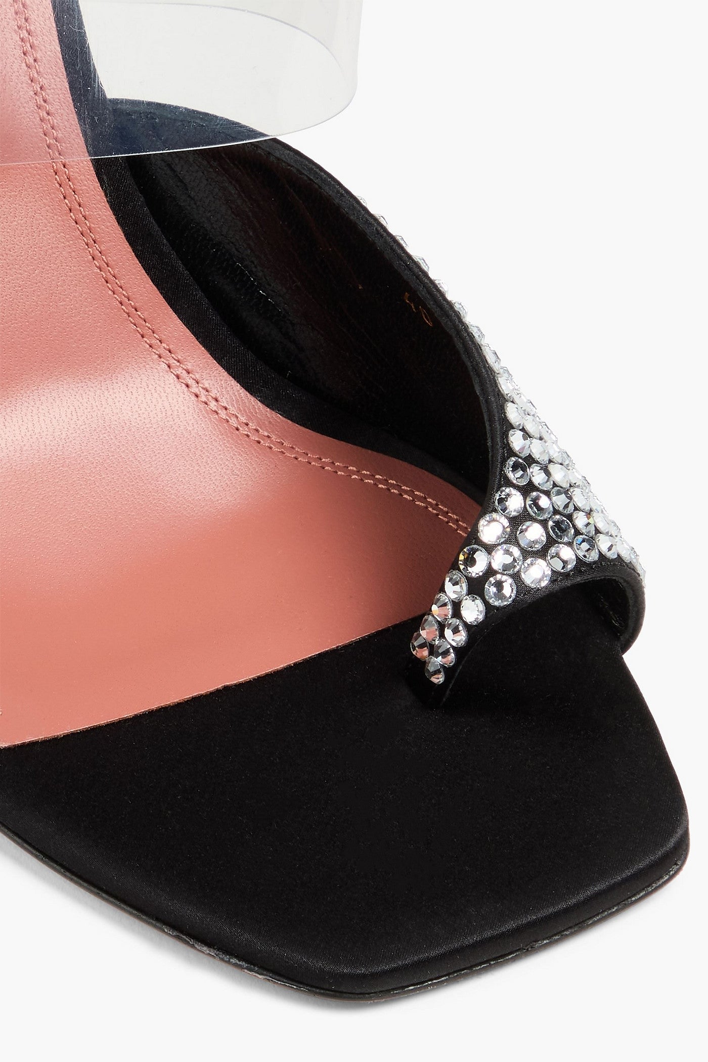 Amina Muaddi Paloma Crystal-Embellished Satin And Pvc Mules Black Women's