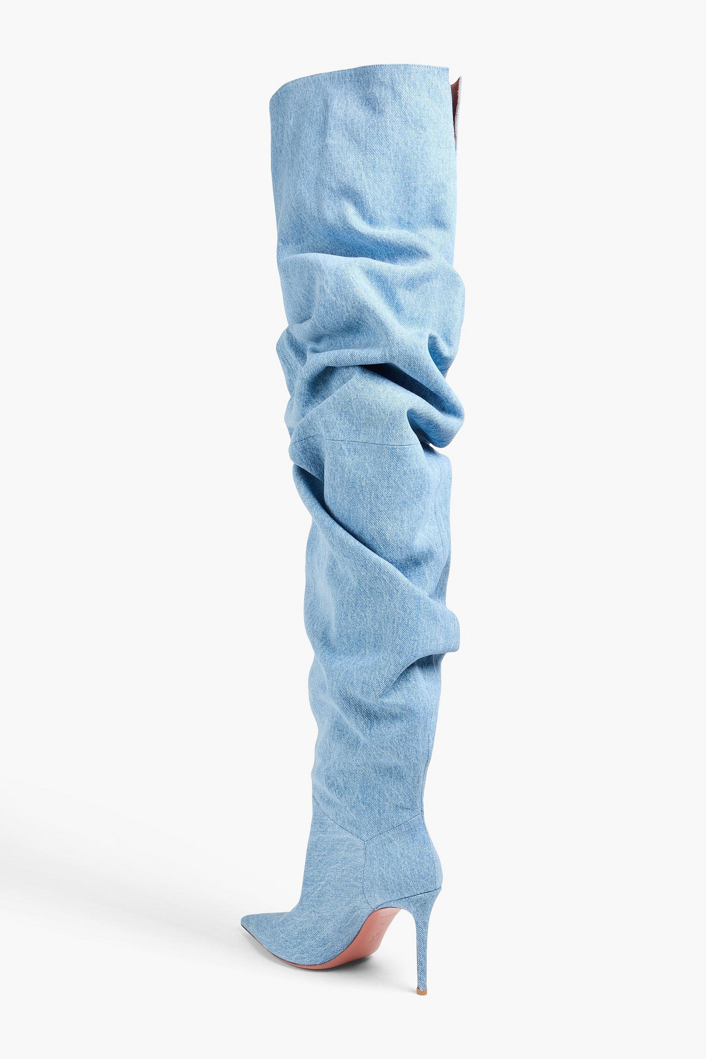 Amina Muaddi Jahleel Denim Thigh Boots Light Denim Women's