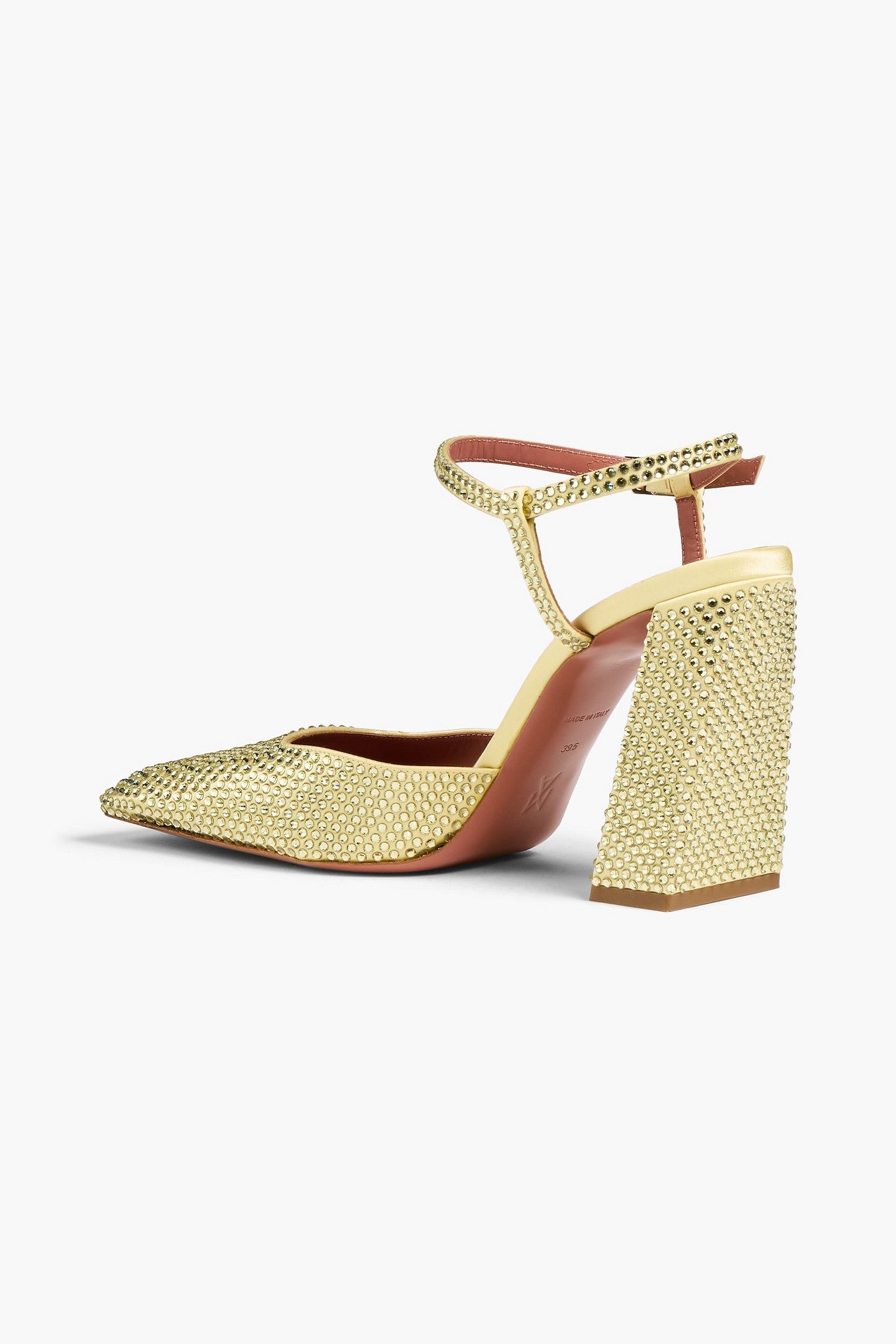 Amina Muaddi Charlotte Crystal-Embellished Satin Pumps Pastel Yellow Women's