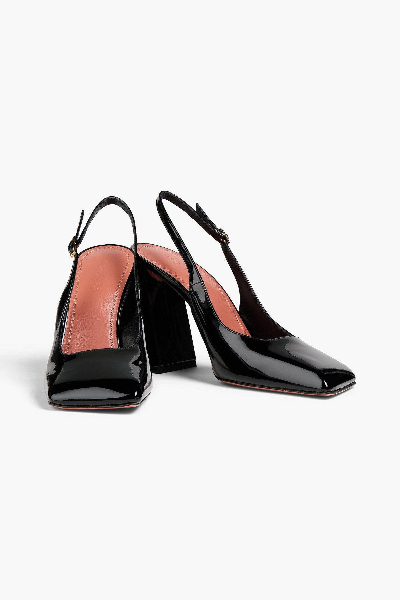 Amina Muaddi Charlotte Patent-Leather Slingback Pumps Black Women's