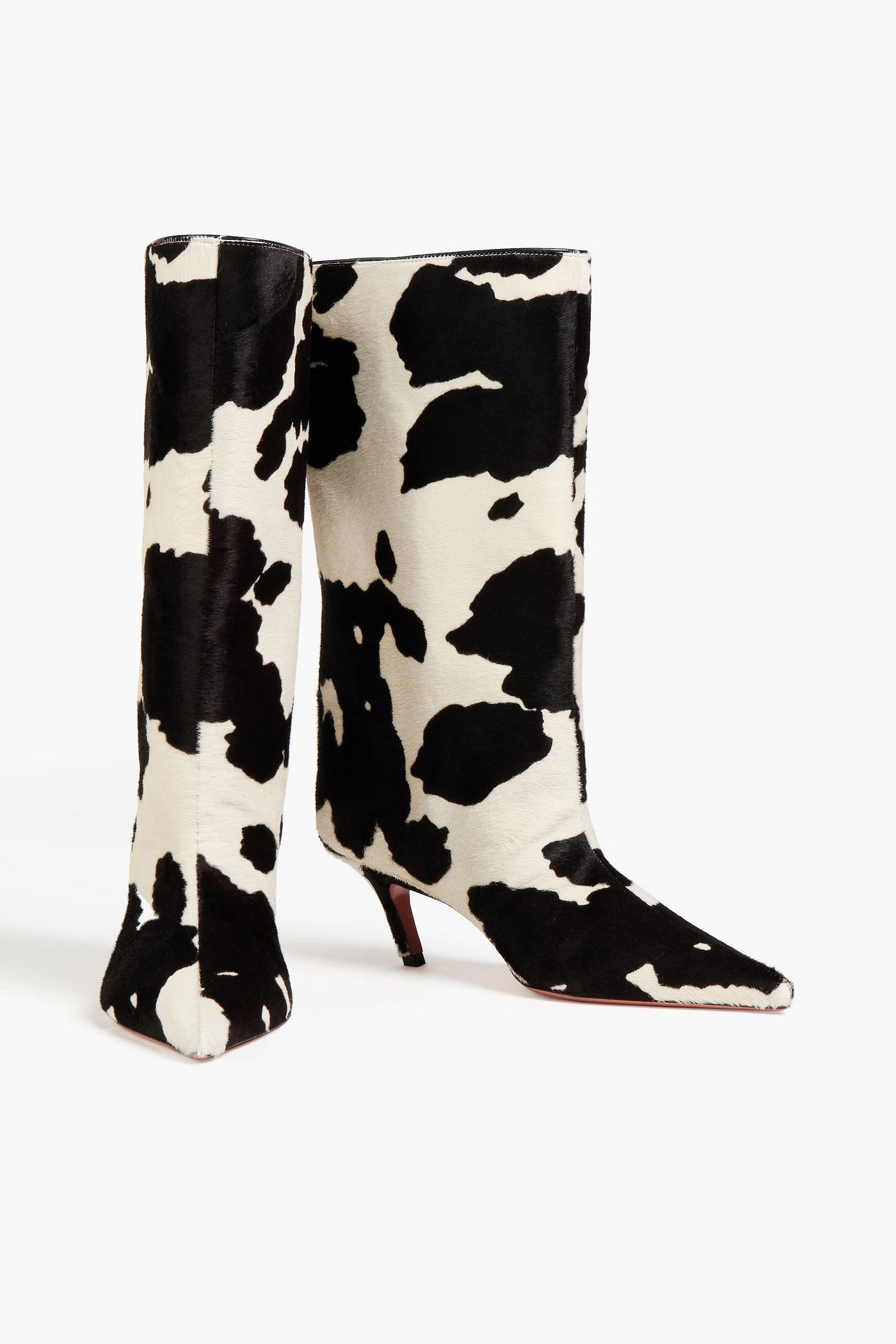 Amina Muaddi Fiona 60 Printed Calf Hair Boots Animal Print Women's
