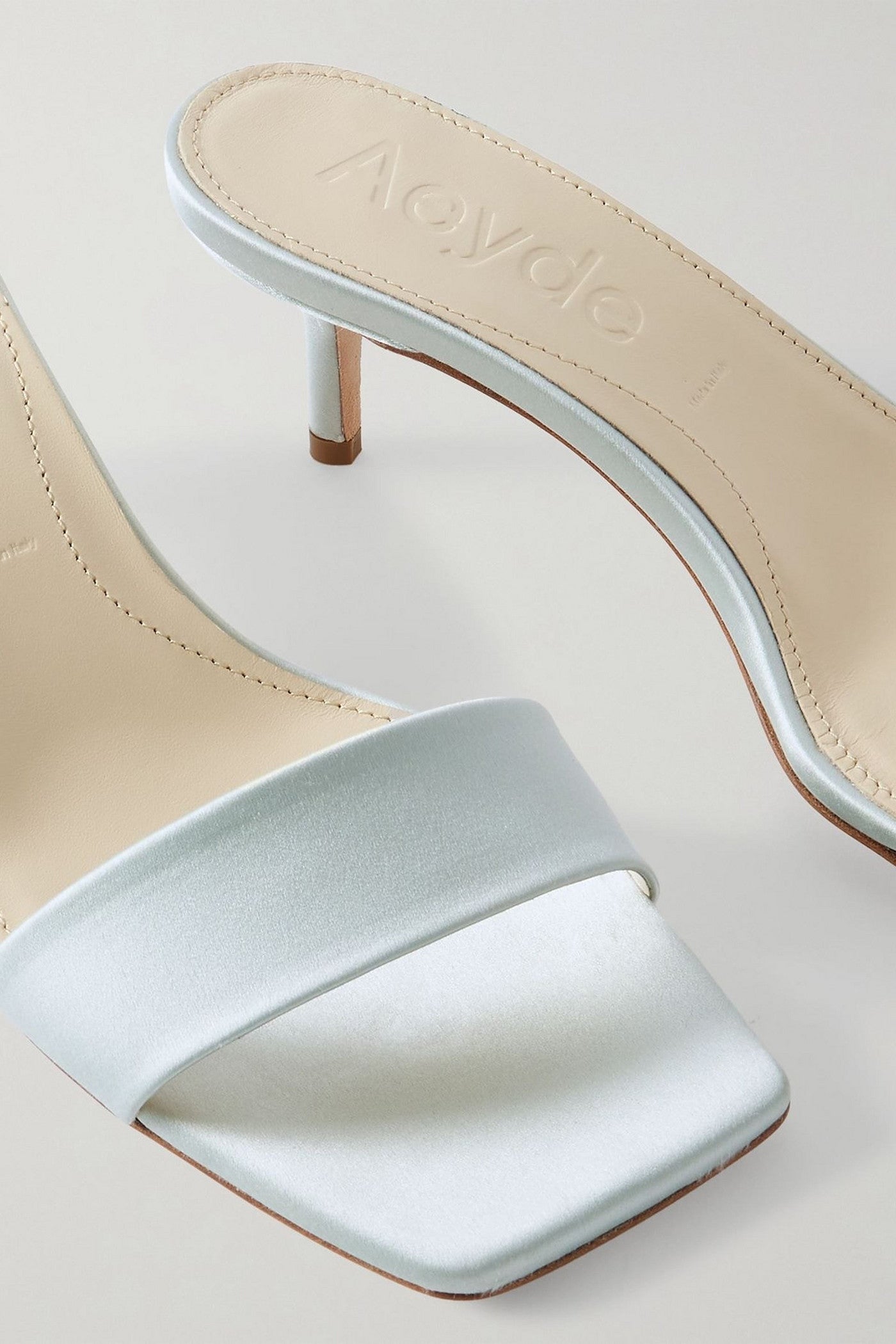 Aeyde Ilvy Satin Mules Sky Blue Women's