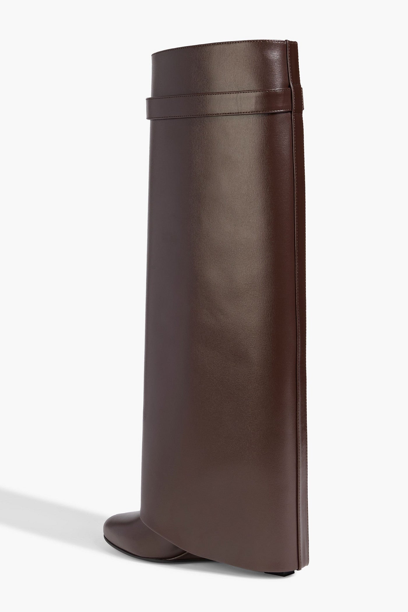 Givenchy Shark Lock Leather Knee Boots Brown Women's