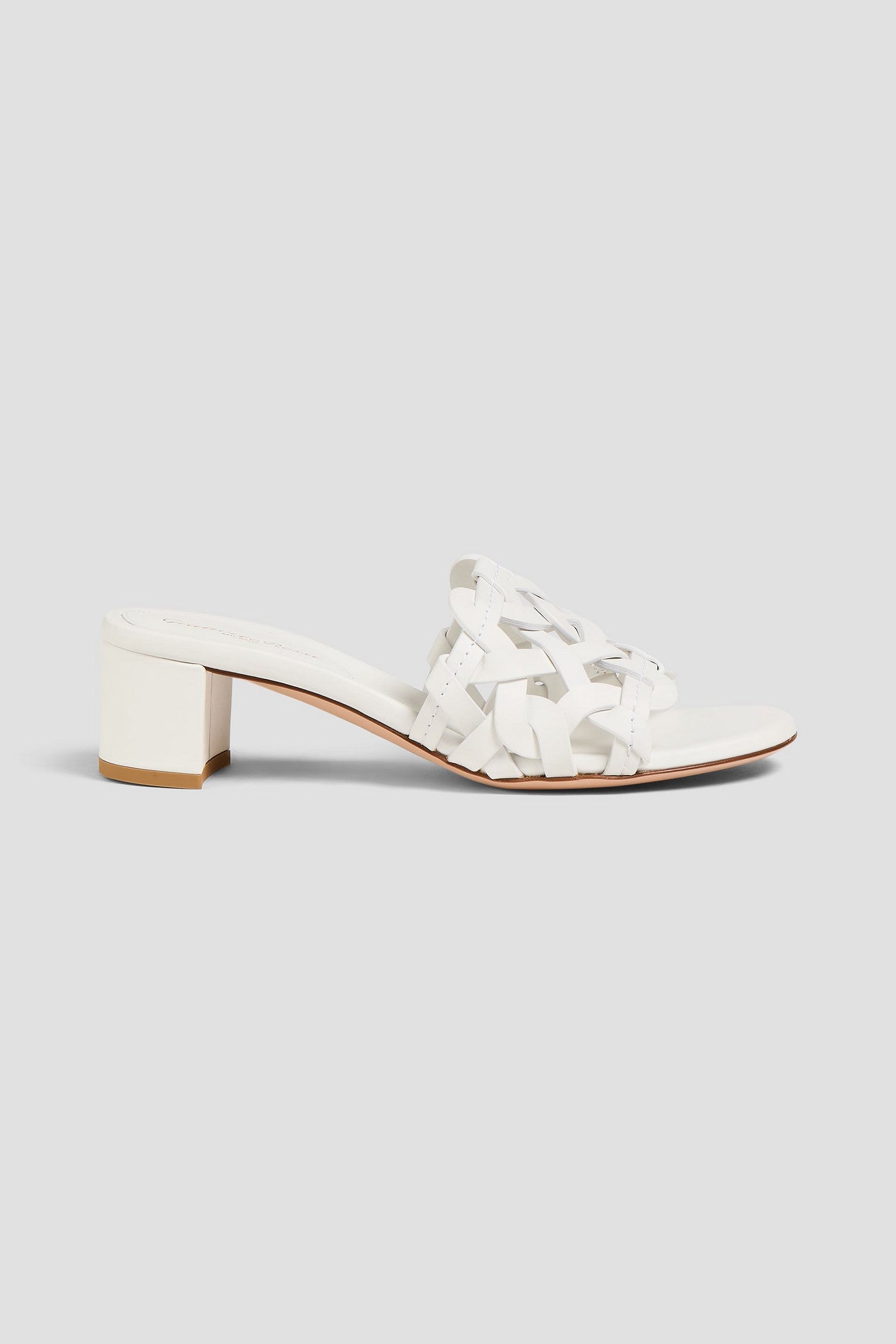Gianvito Rossi Amalfi 45 Laser-Cut Leather Mules White Women's
