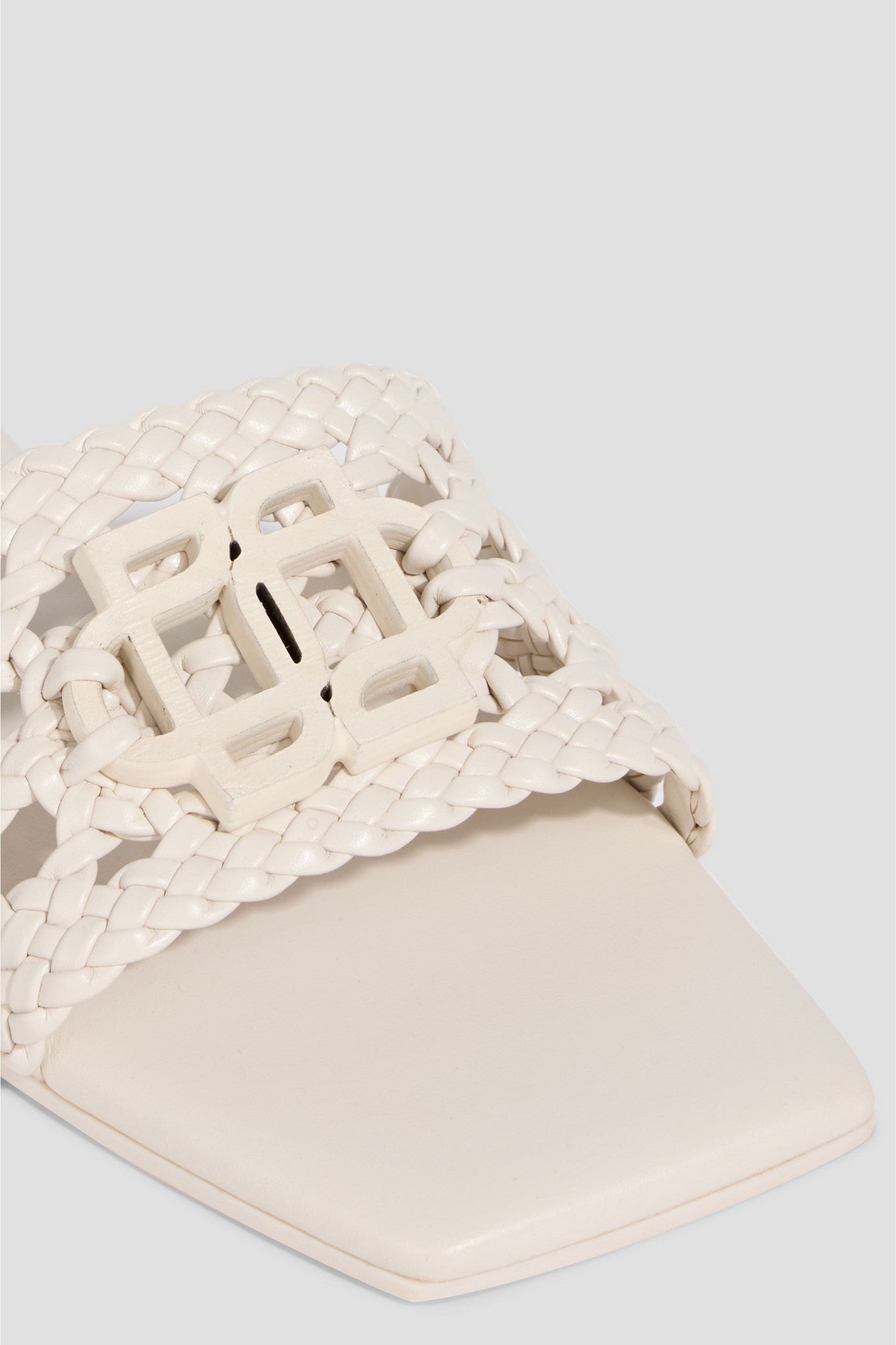 Simkhai Dion Embellished Woven Slides Off-White Women's