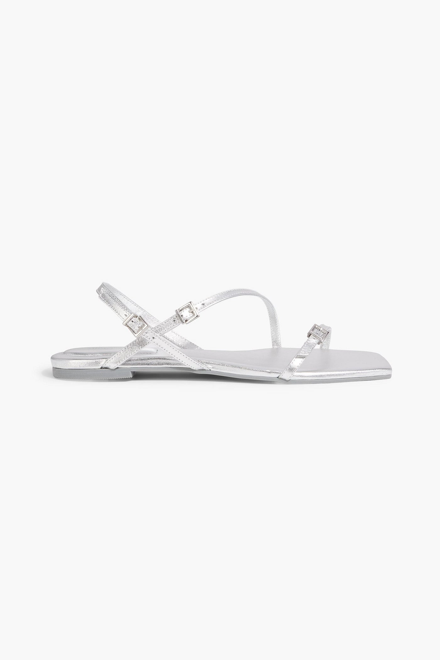 Simkhai Carey Metallic Leather Sandals Silver Women's