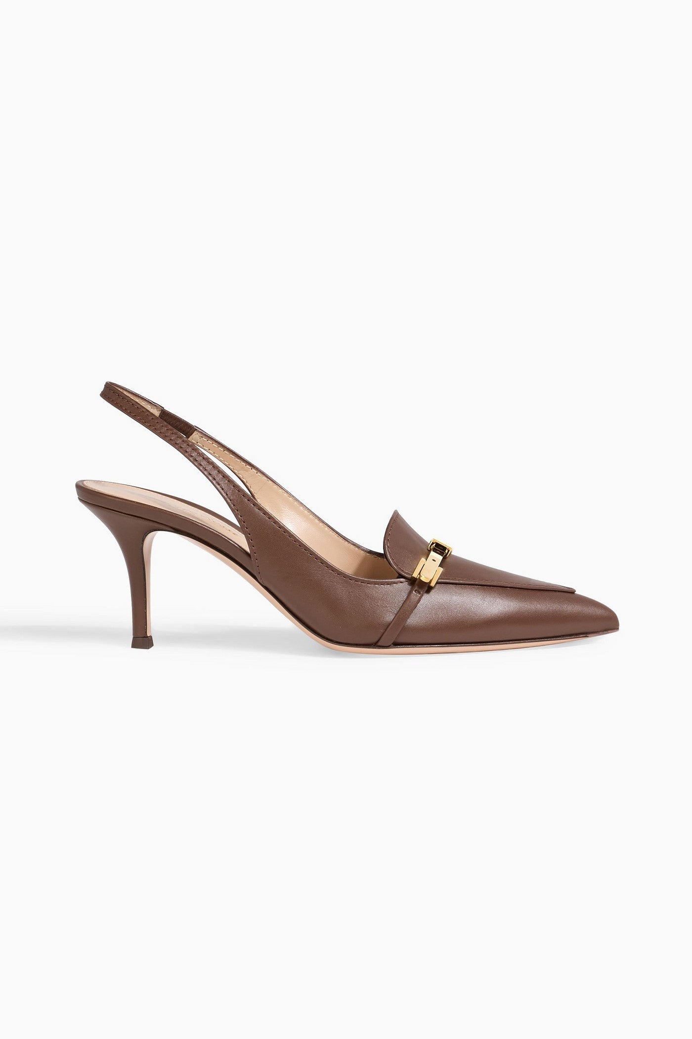 Gianvito Rossi Carrey 70 Embellished Leather Slingback Pumps Brown Women's