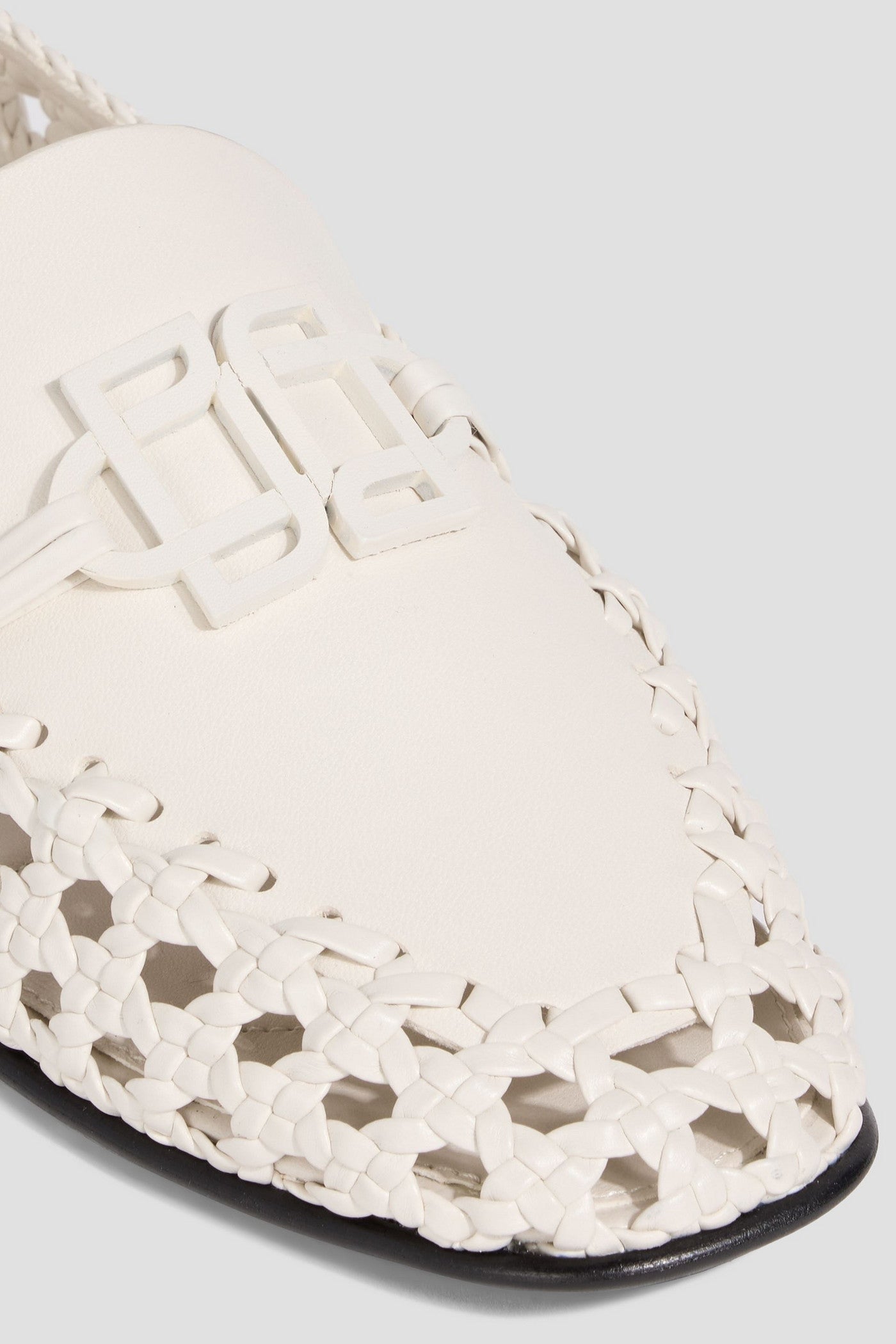 Simkhai Dion Embellished Woven Leather Loafers Off-White Women's