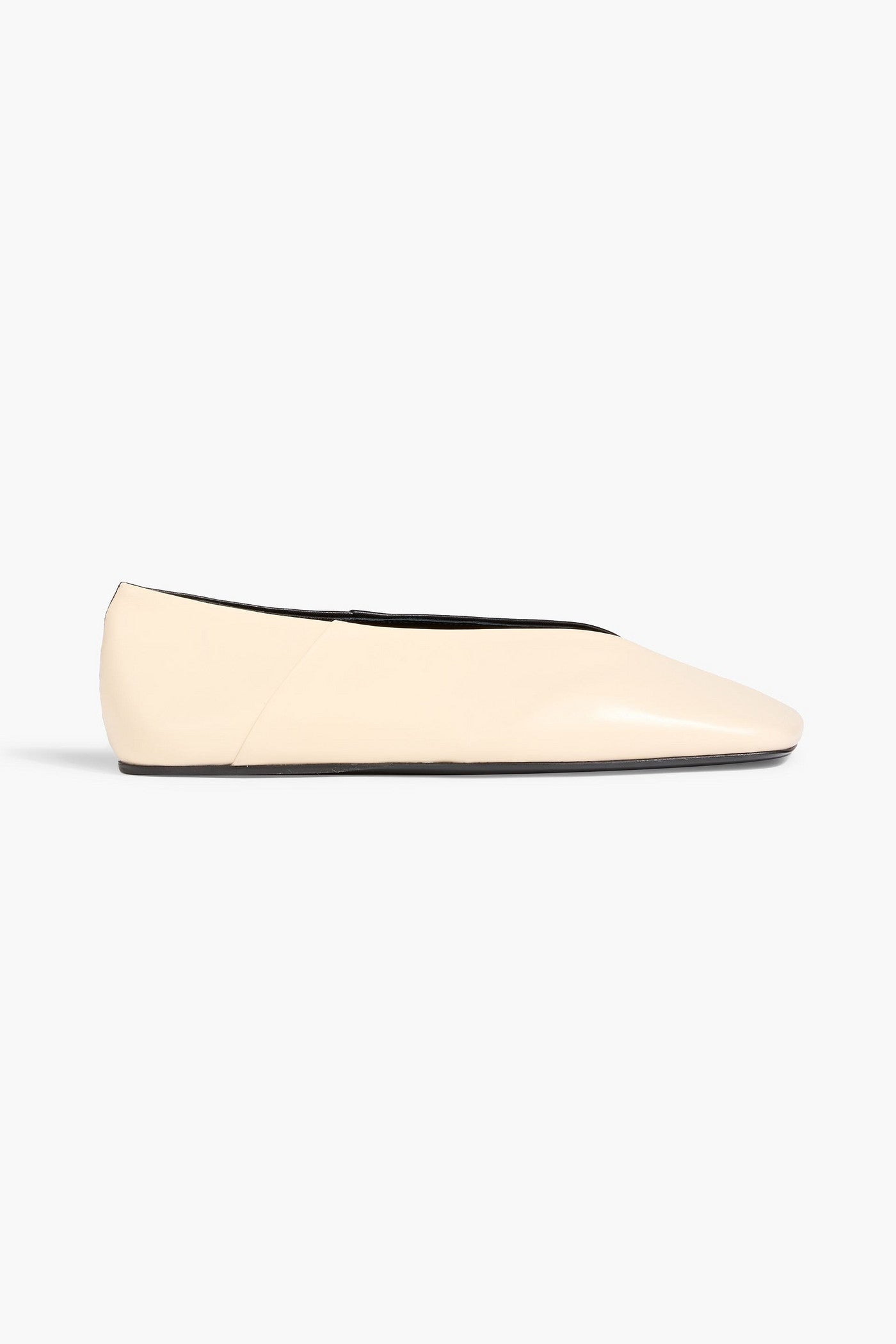 Jil Sander Two-Tone Leather Ballet Flats Ivory Women's
