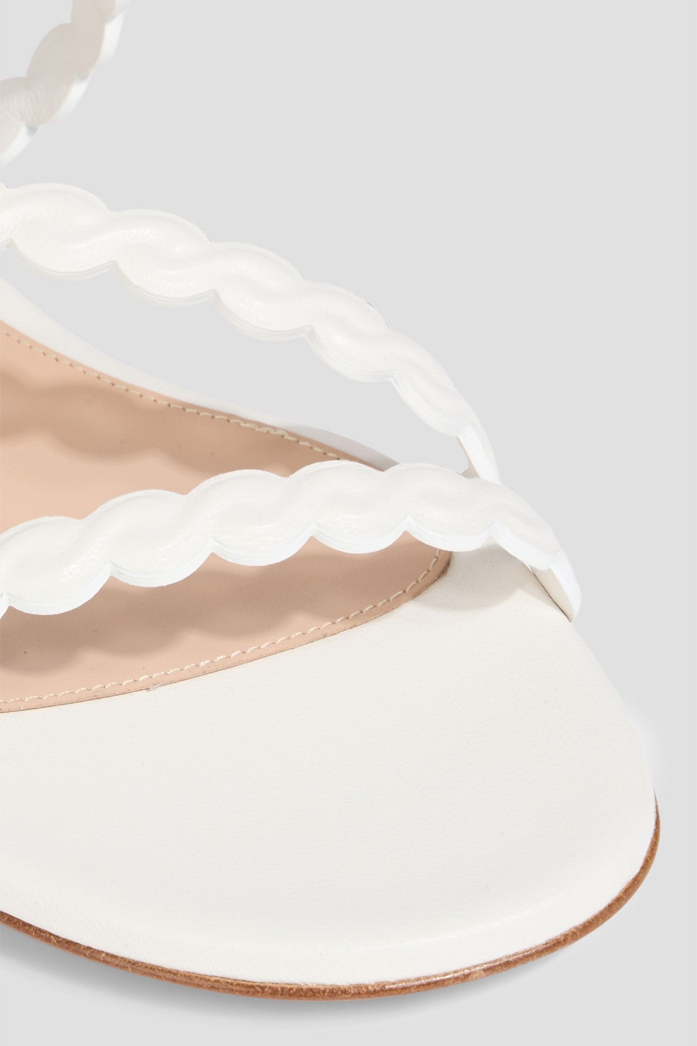 Gianvito Rossi Kai 05 Scalloped Leather Sandals White Women's