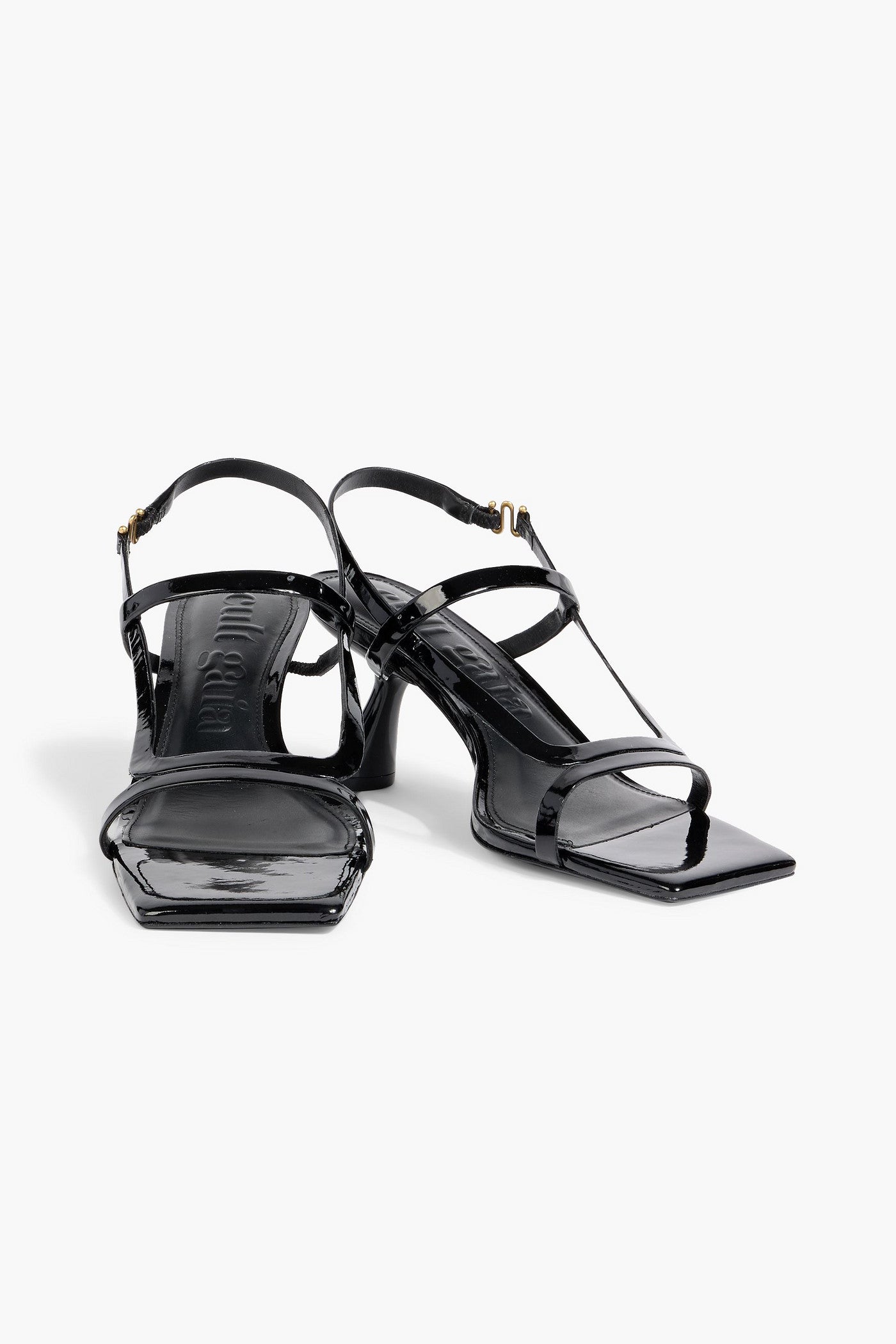 Cult Gaia Reina Patent-Leather Slingback Sandals Black Women's