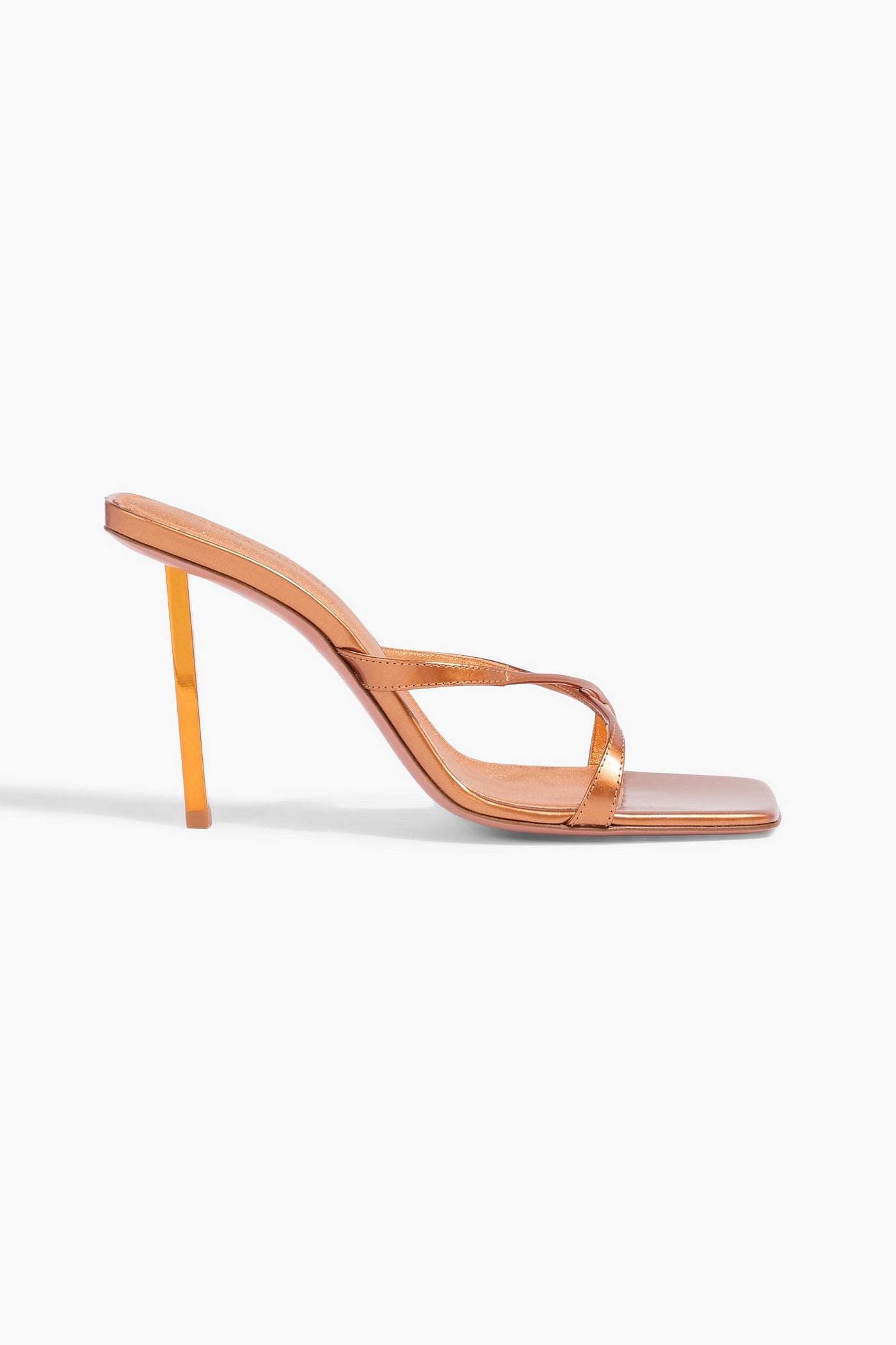 Amina Muaddi Adriana 95 Mirrored-Leather Mules Copper Women's