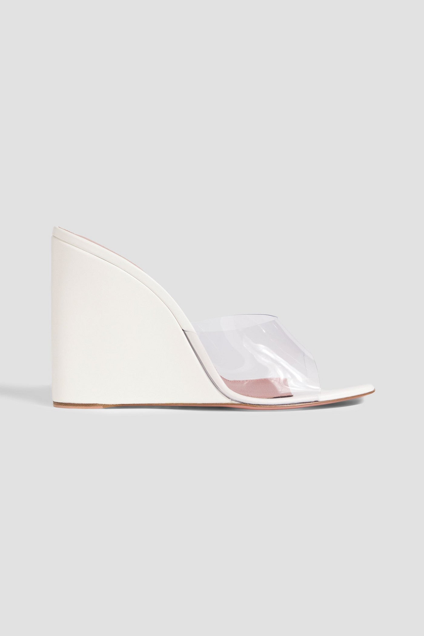 Amina Muaddi Lupita Leather And Pvc Wedge Mules Clear Women's