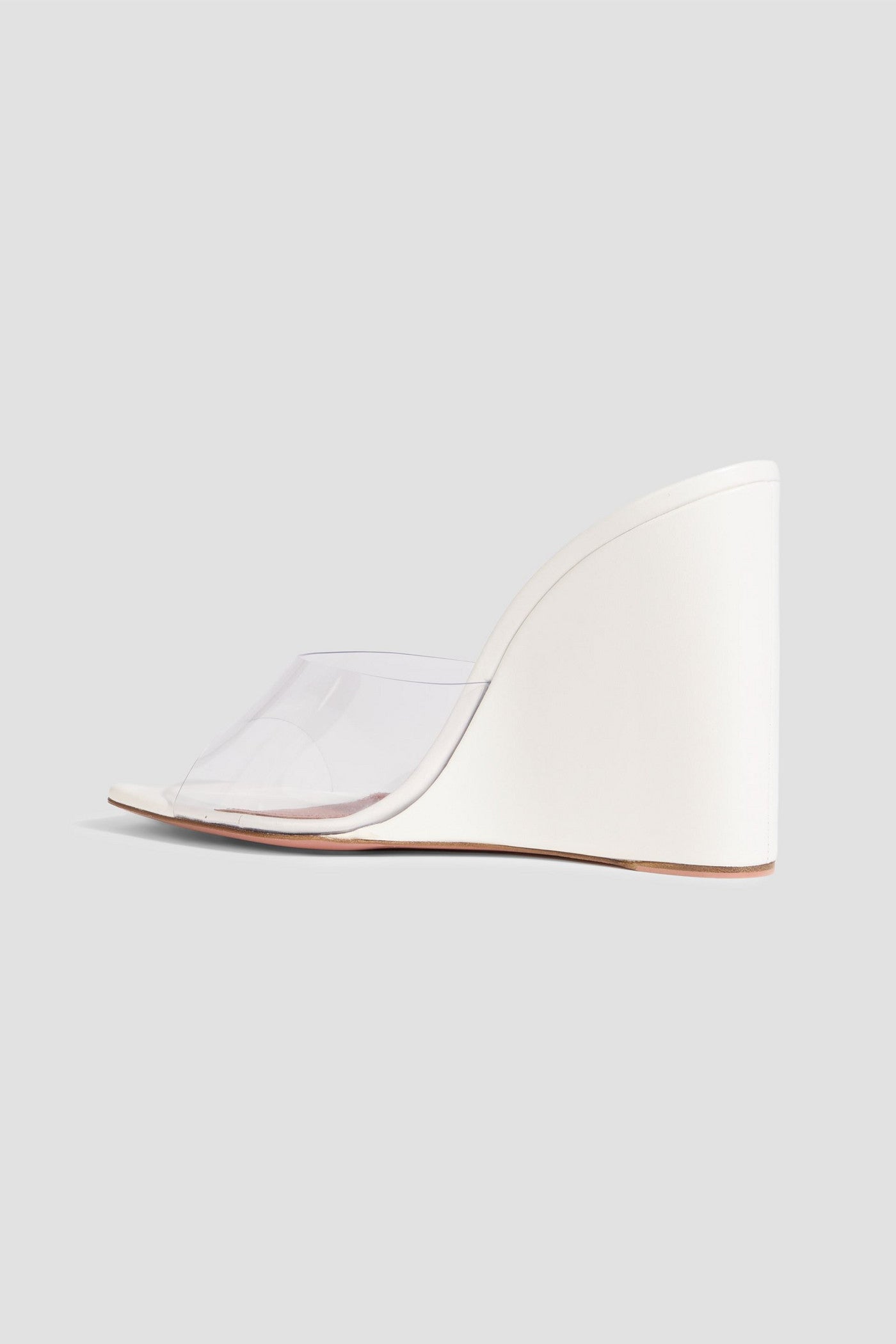 Amina Muaddi Lupita Leather And Pvc Wedge Mules Clear Women's