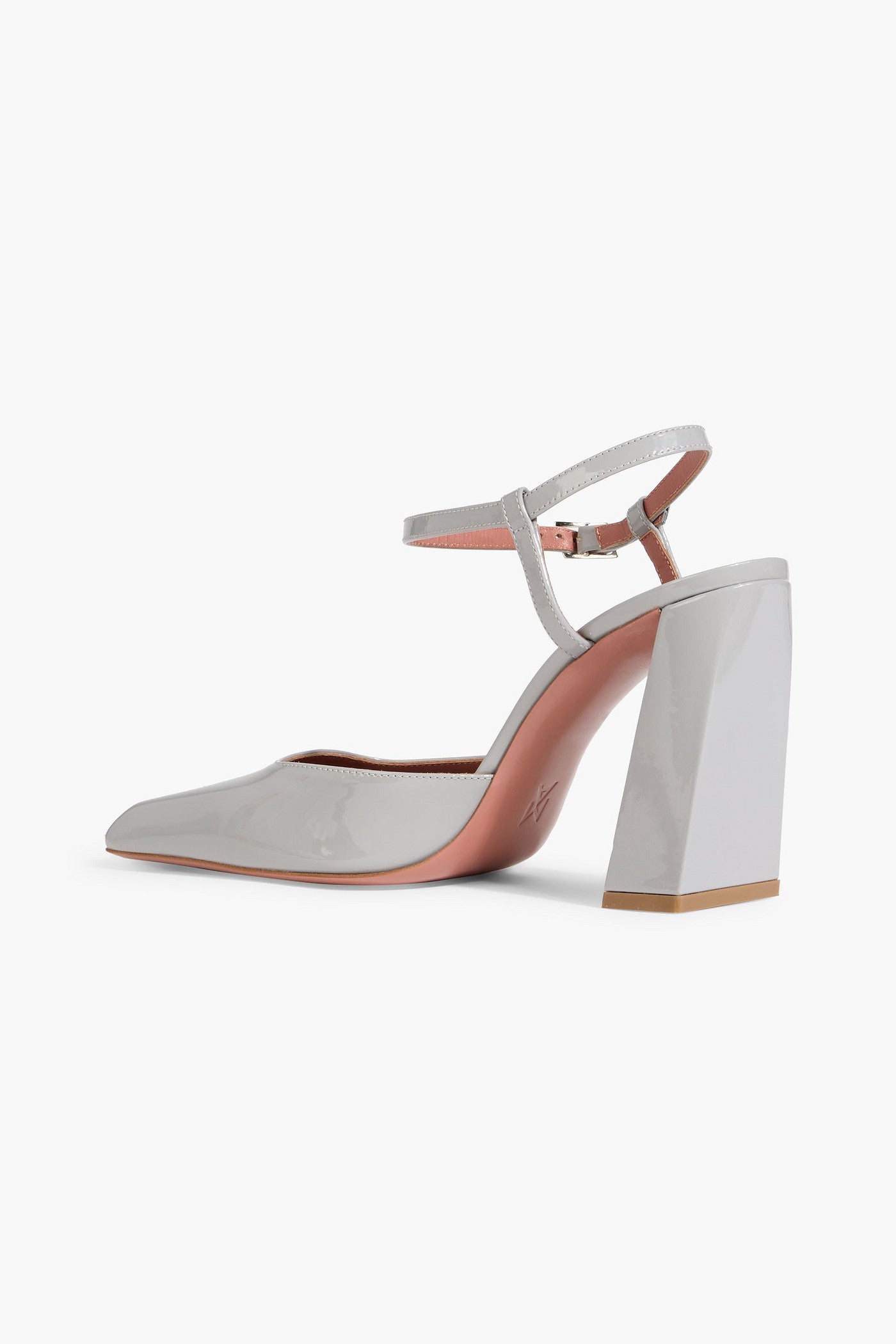 Amina Muaddi Charlotte 95 Patent-Leather Pumps Gray Women's