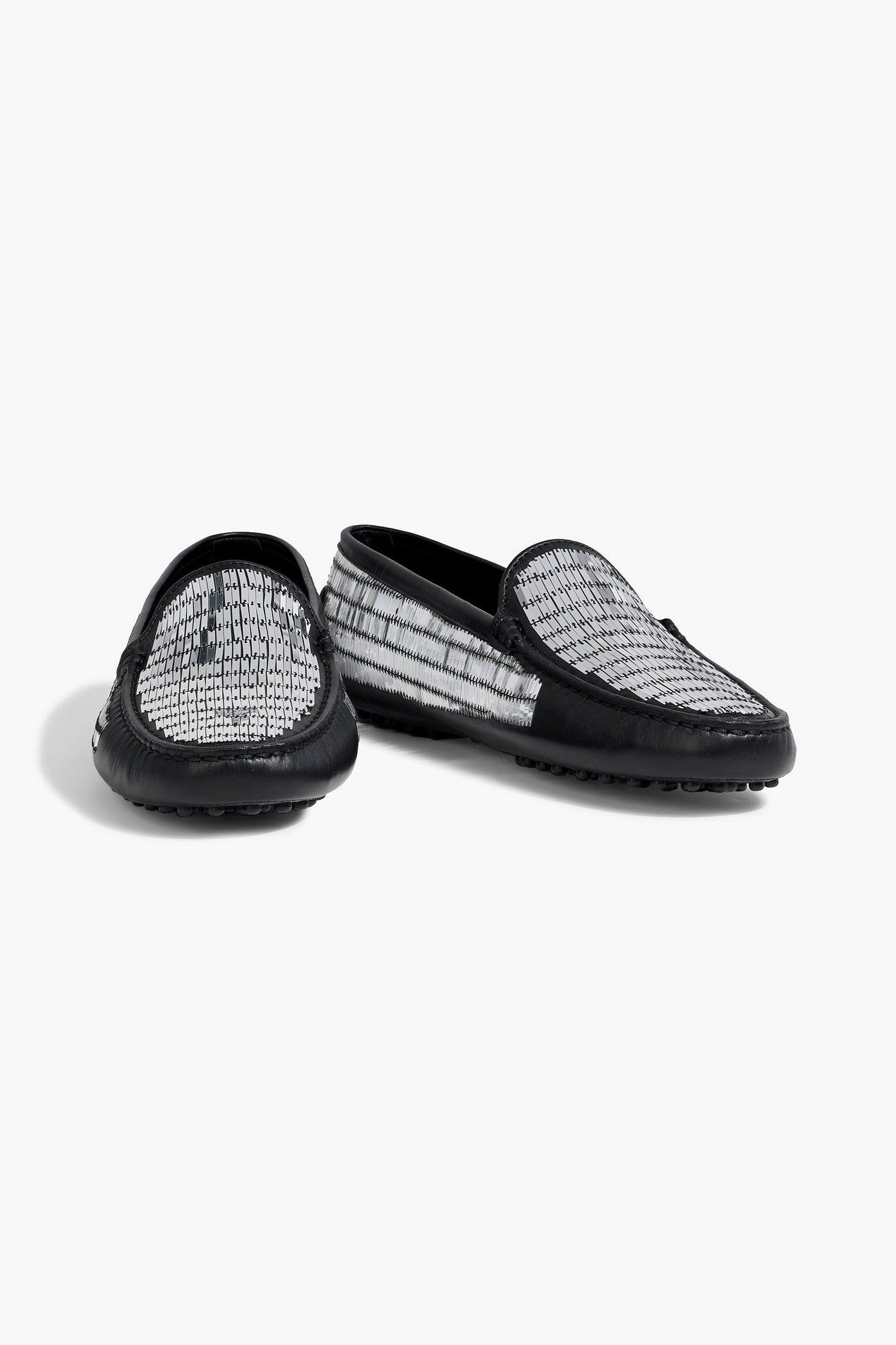 Tod's Embellished Leather Loafers Black Women's