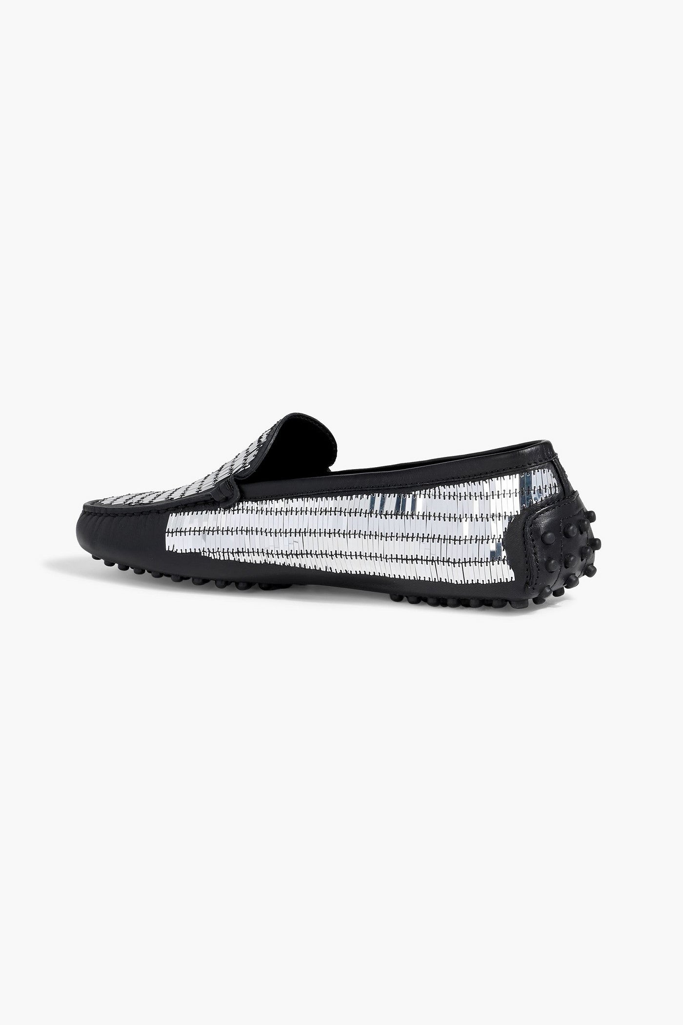 Tod's Embellished Leather Loafers Black Women's