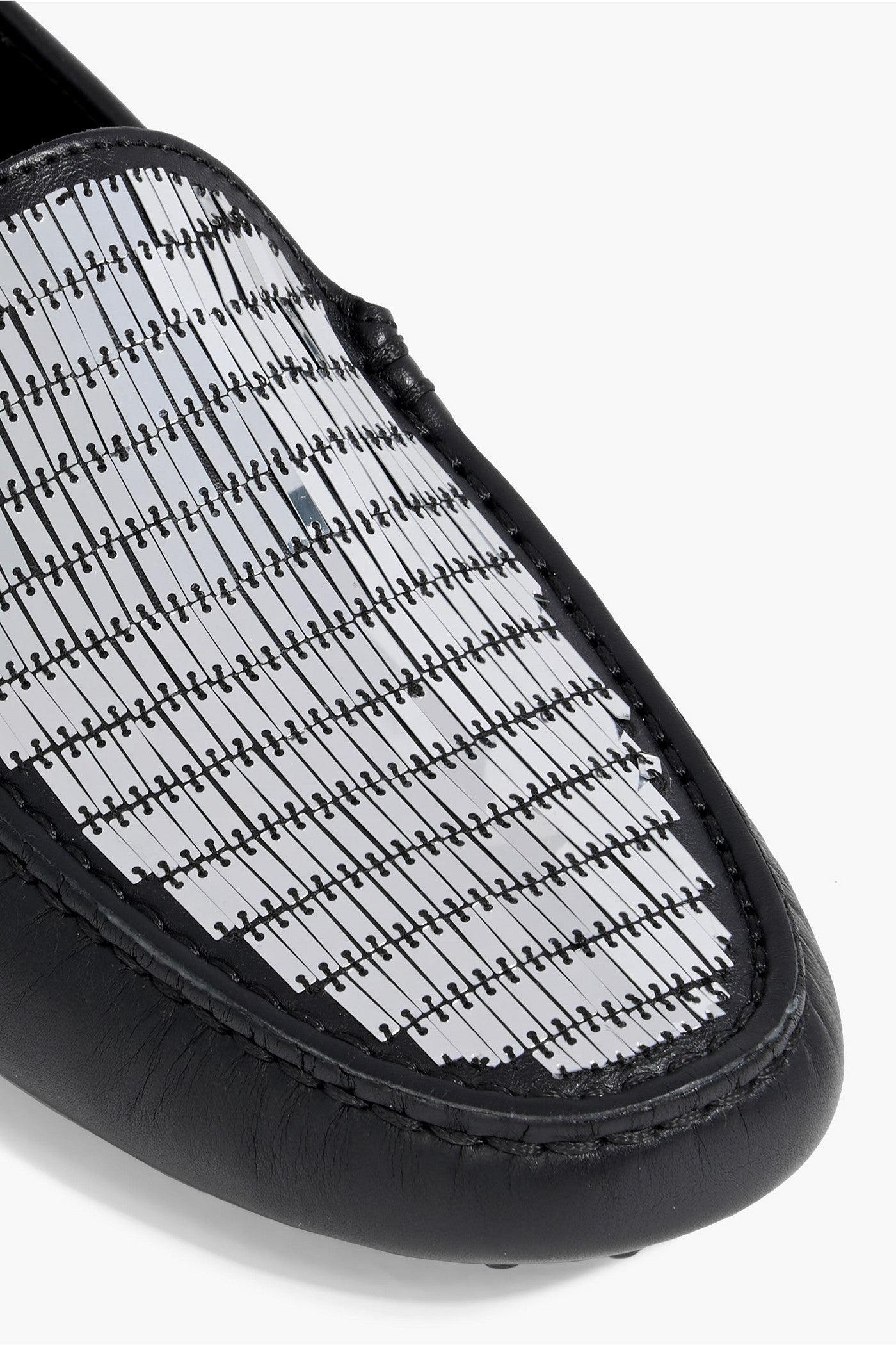 Tod's Embellished Leather Loafers Black Women's