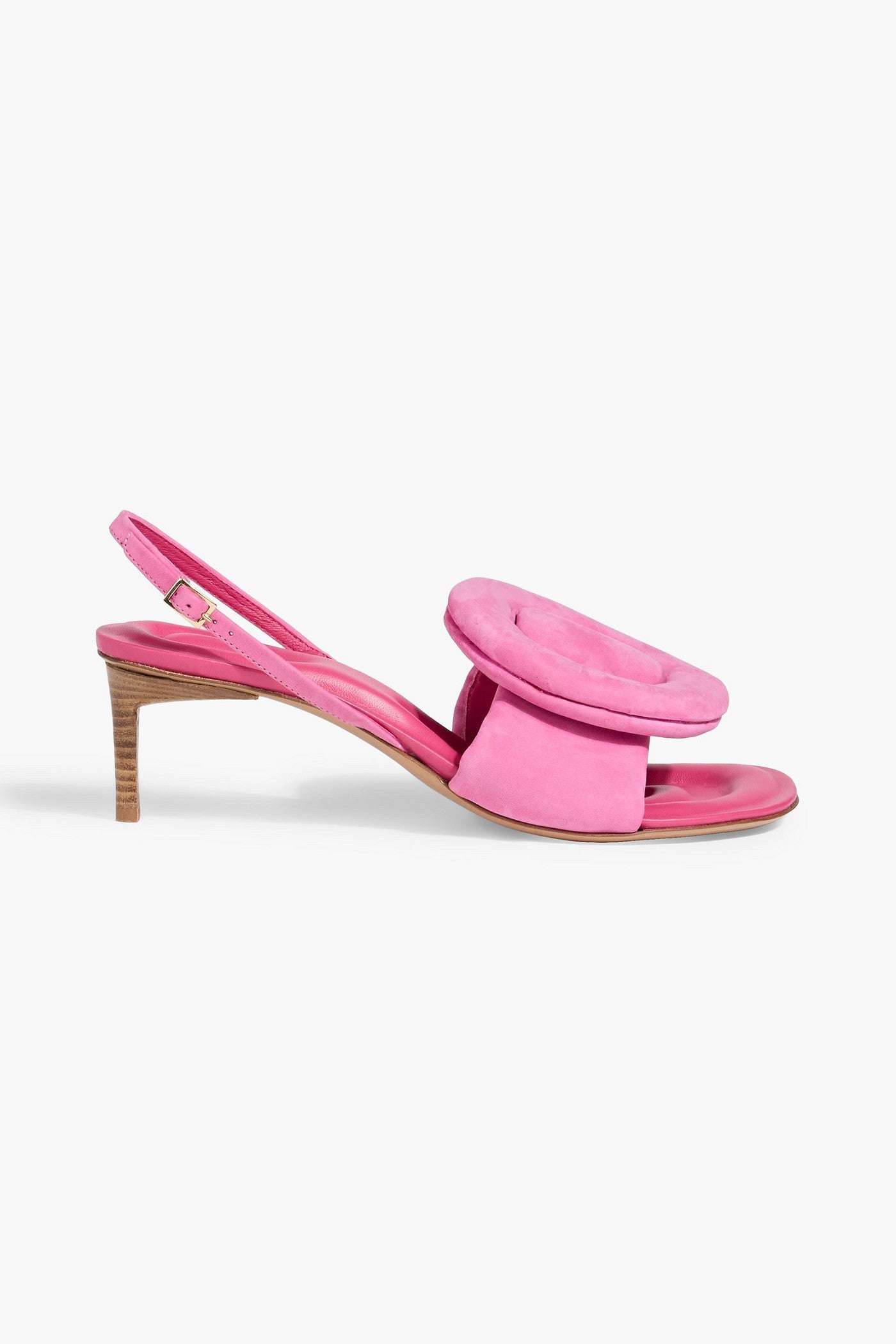 Jacquemus Cuscinu Embellished Leather And Suede Slingback Sandals Pink Women's