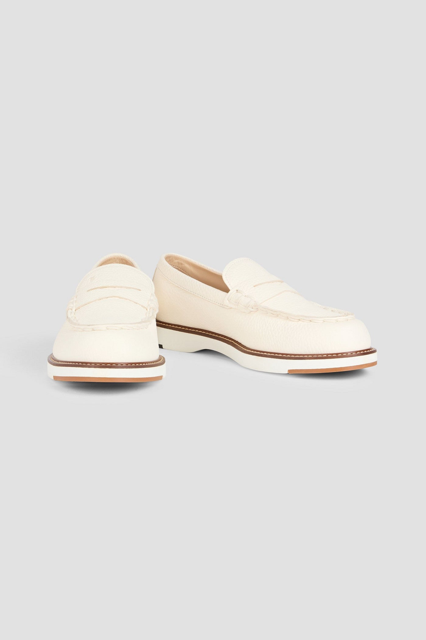 Tod's Pebbled-Leather Boat Shoes Ivory Women's