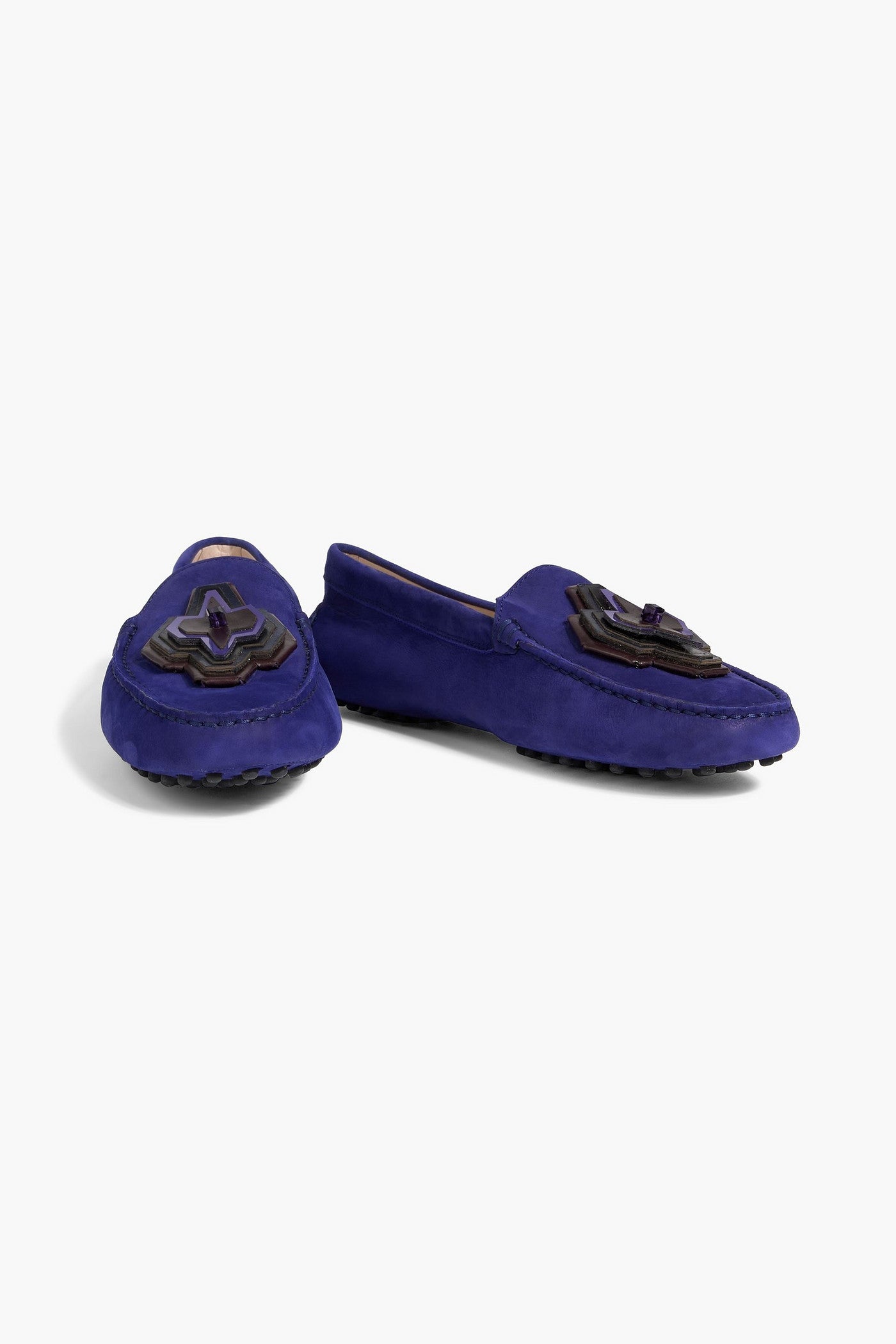Tod's Gommino Embellished Nubuck Loafers Indigo Women's
