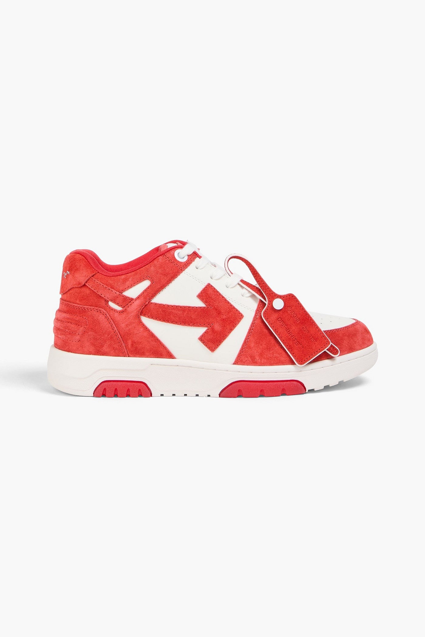 Off-White Out Of Office Suede And Leather Sneakers Tomato Red