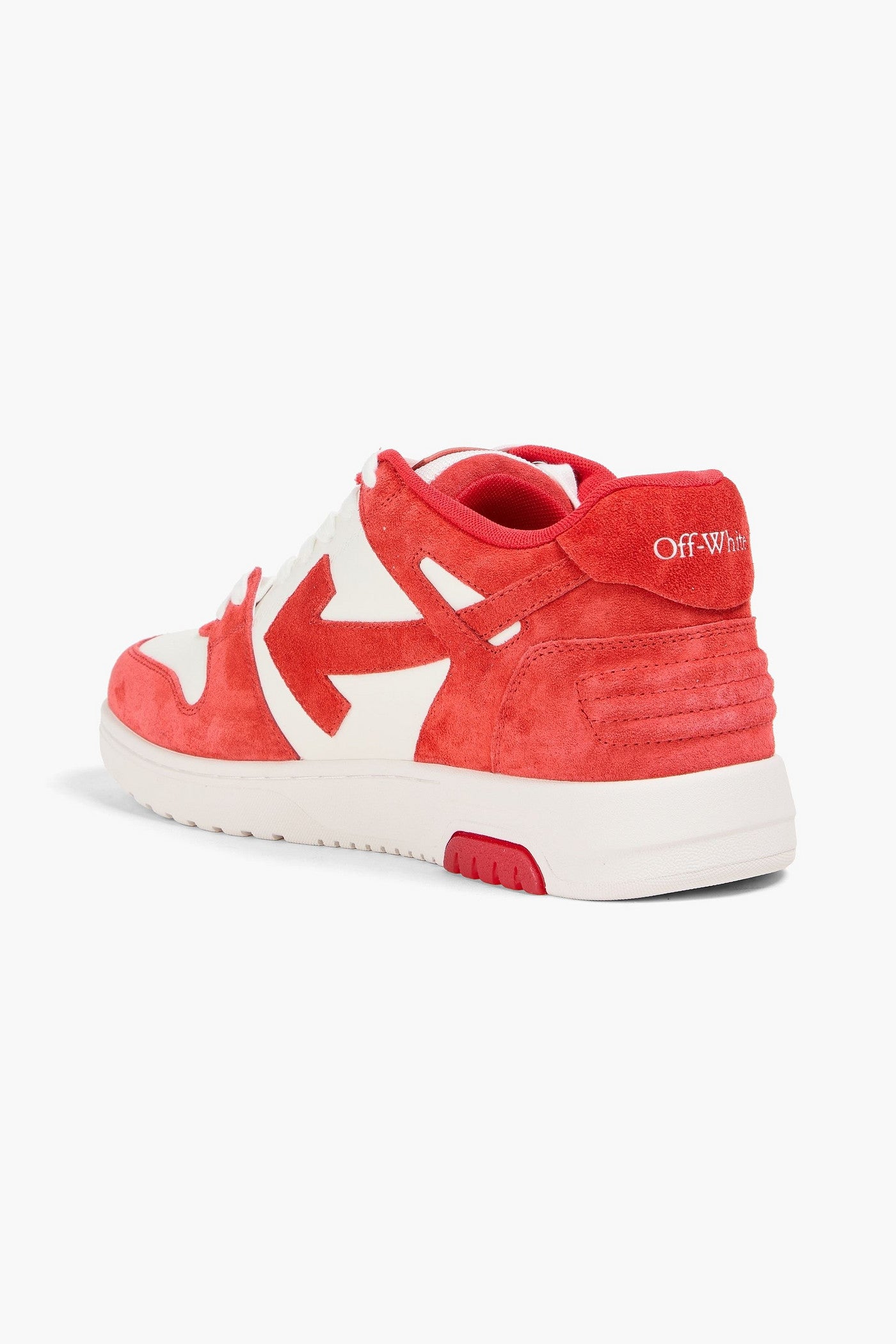 Off-White Out Of Office Suede And Leather Sneakers Tomato Red