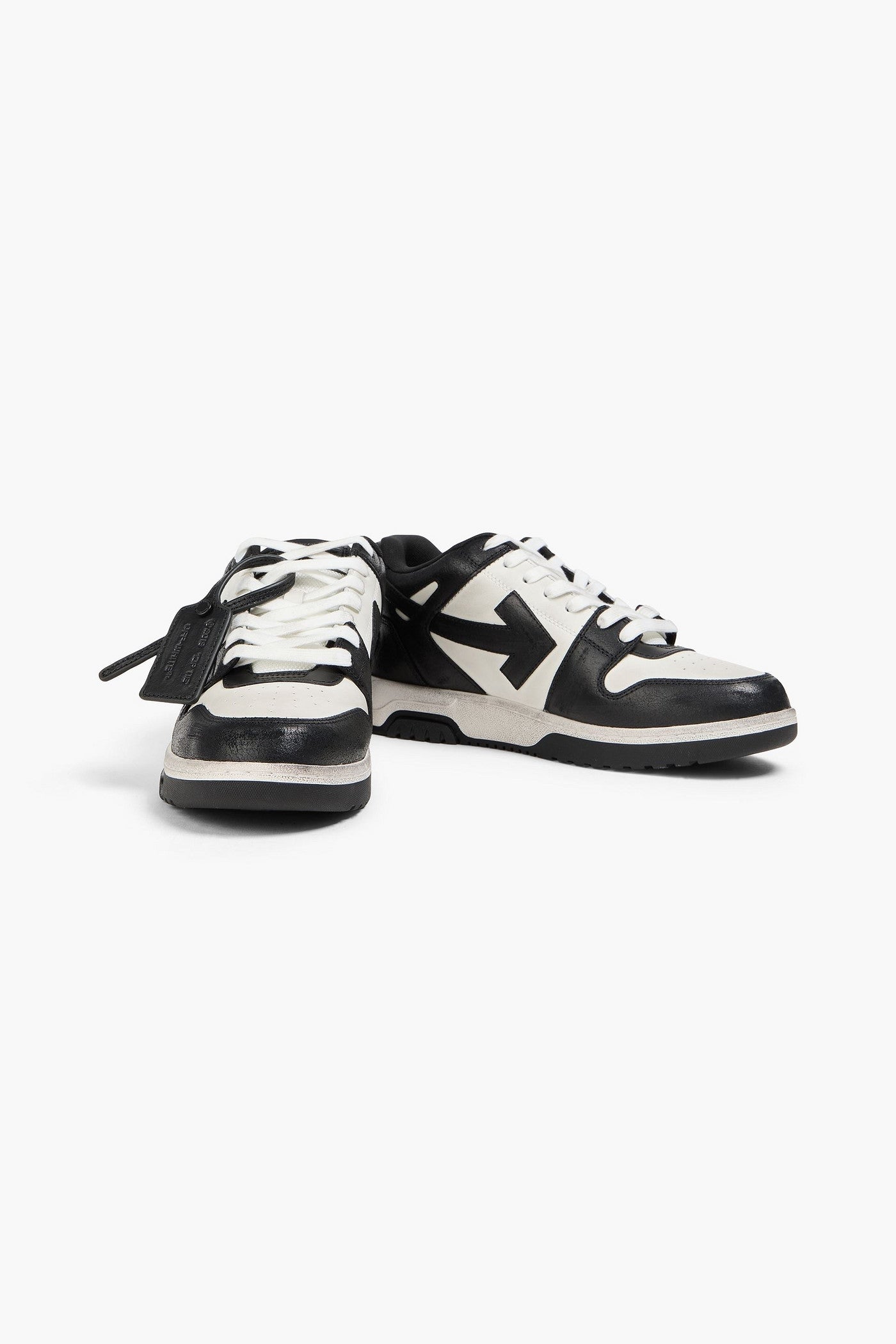 Off-White Out Of Office Distressed Leather Sneakers Black