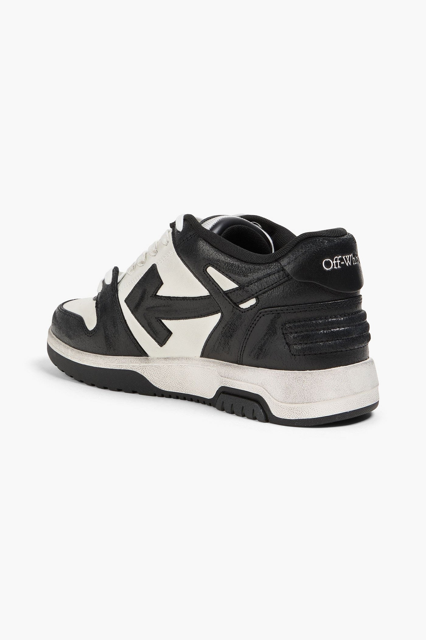 Off-White Out Of Office Distressed Leather Sneakers Black