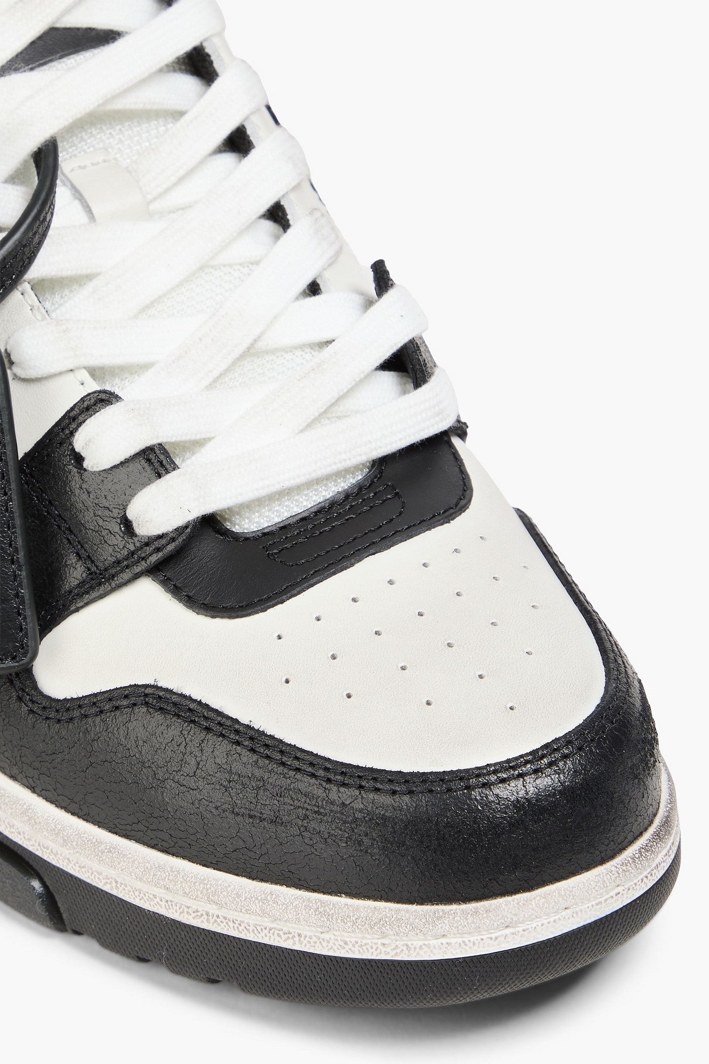 Off-White Out Of Office Distressed Leather Sneakers Black