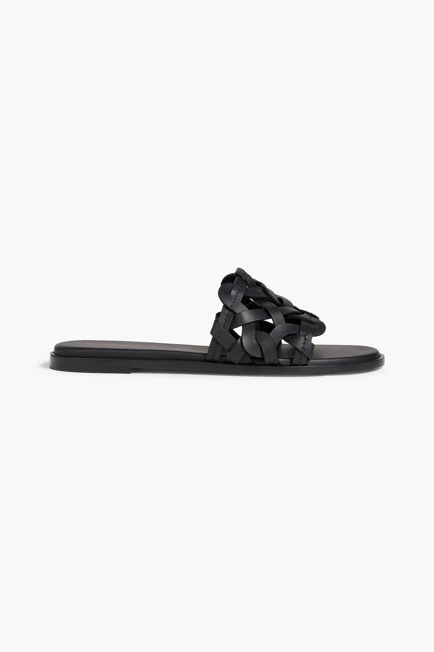 Gianvito Rossi Amalfi Woven Leather Slides Black Women's