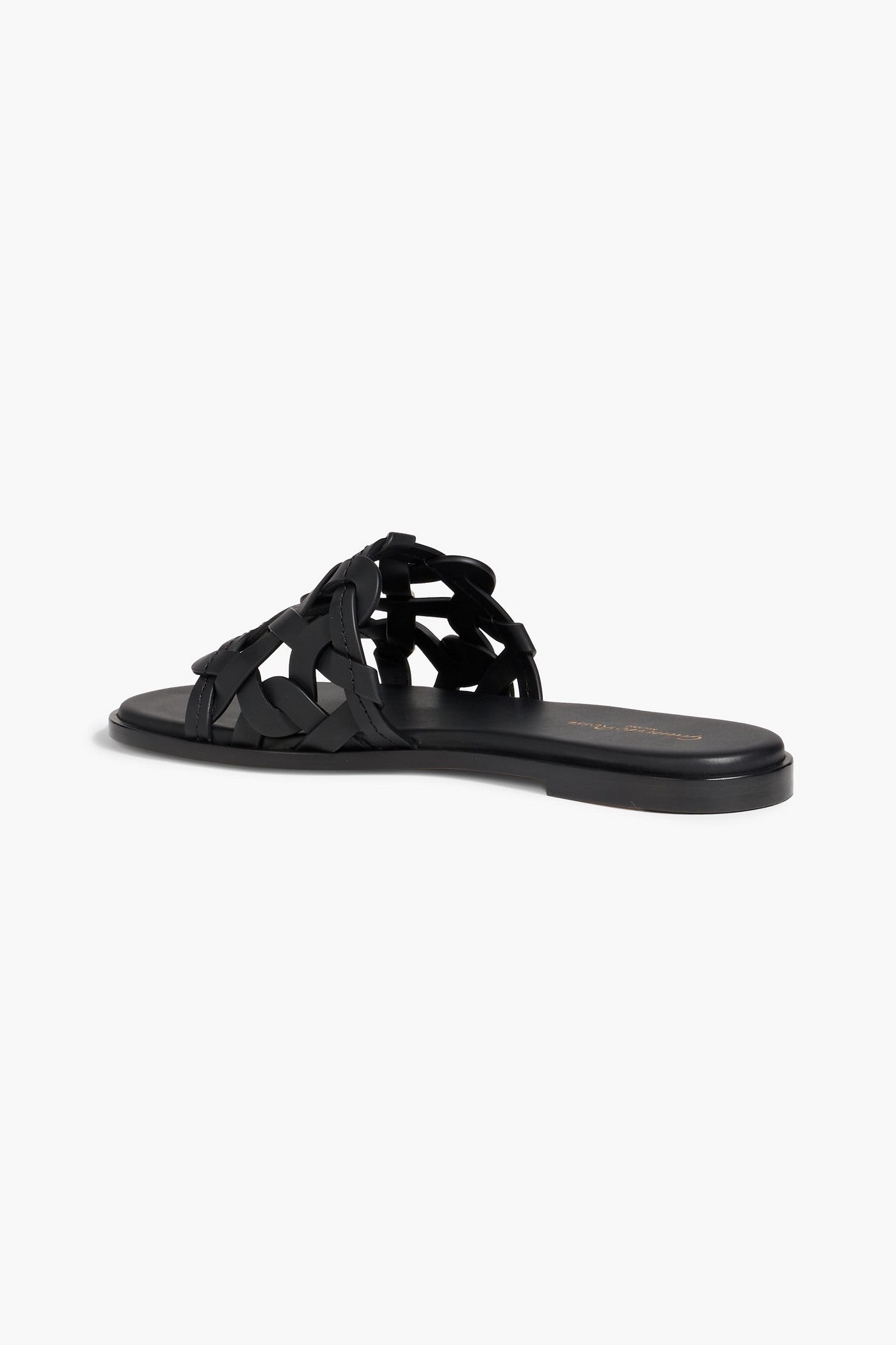 Gianvito Rossi Amalfi Woven Leather Slides Black Women's