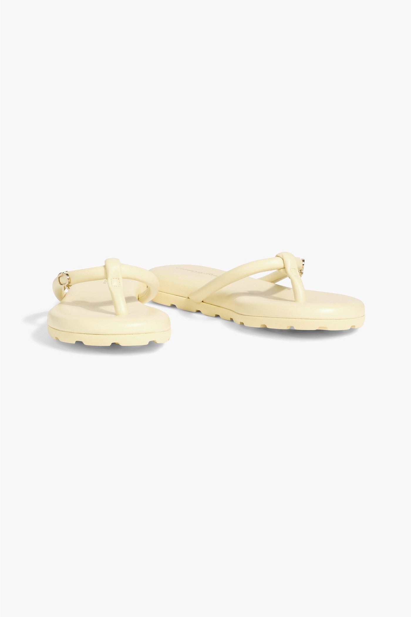 Gianvito Rossi Fiji Padded Leather Flip Flops Pastel Yellow Women's
